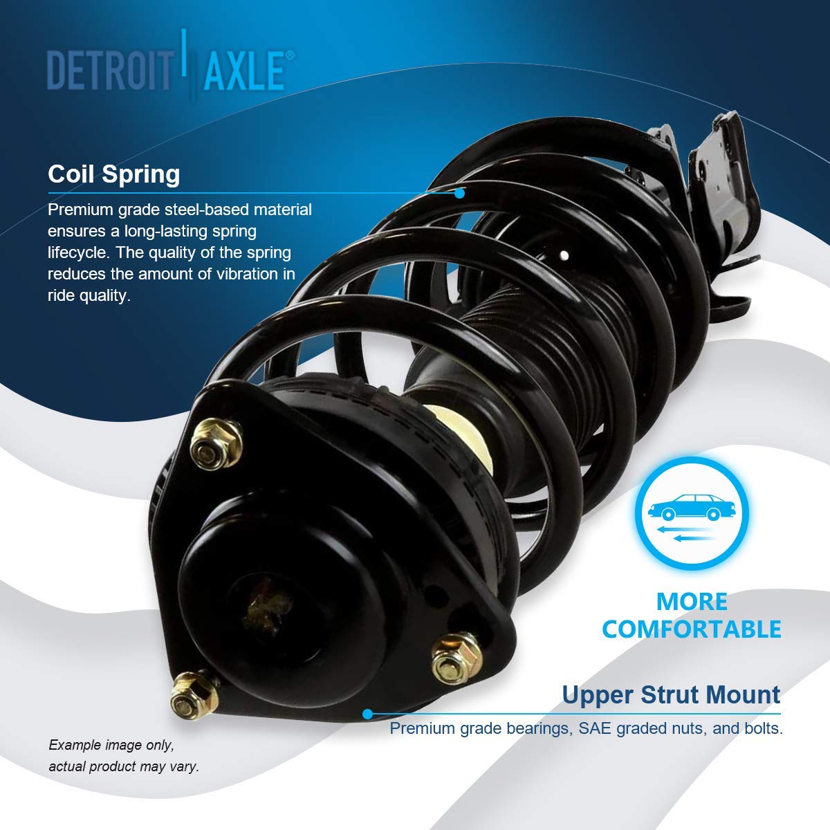 Detroit Axle - 12Pc Front End Suspension Kit For 2008-2018 Dodge Grand Caravan Chrysler Town & Country, 2 Ready Struts, 2 Lower
