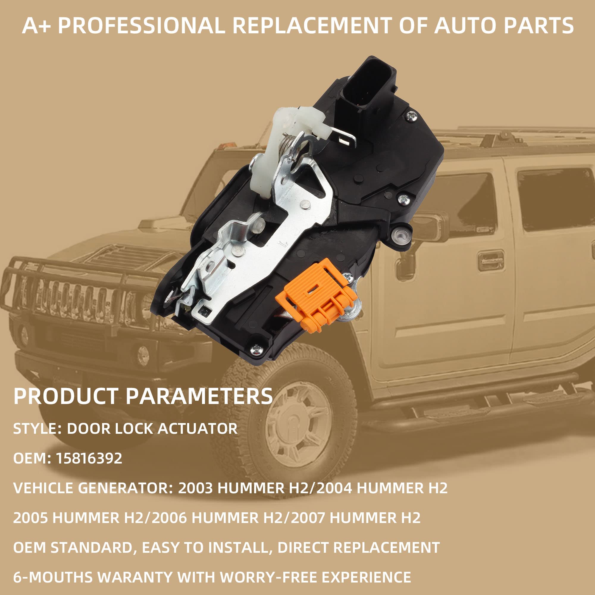 Dasbecan Door Lock Actuator Compatible With Hummer H2 2003-2007 Front Left Driver Side Power Door Latch Assembly Motor 15816392