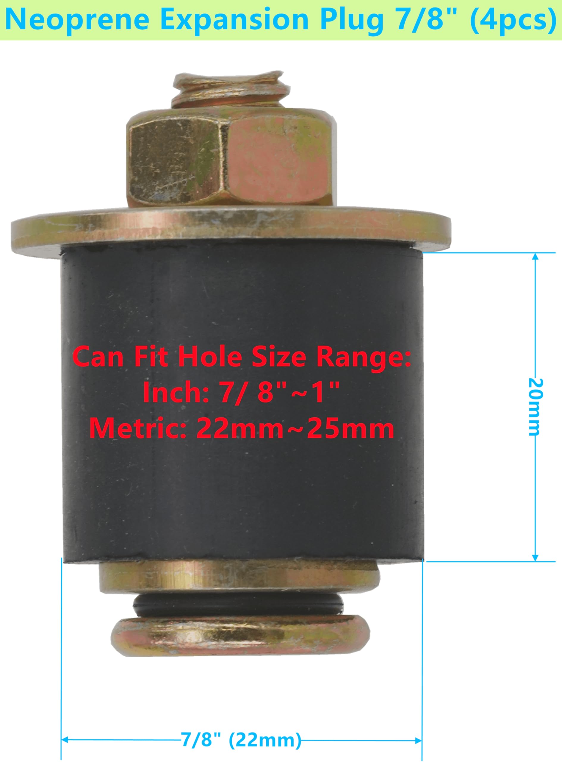 Dsnaduo 4 PCS Neoprene Expansion Plug 7/8 inch to 1 inch (22mm - 25mm) Automotive Freeze Plug