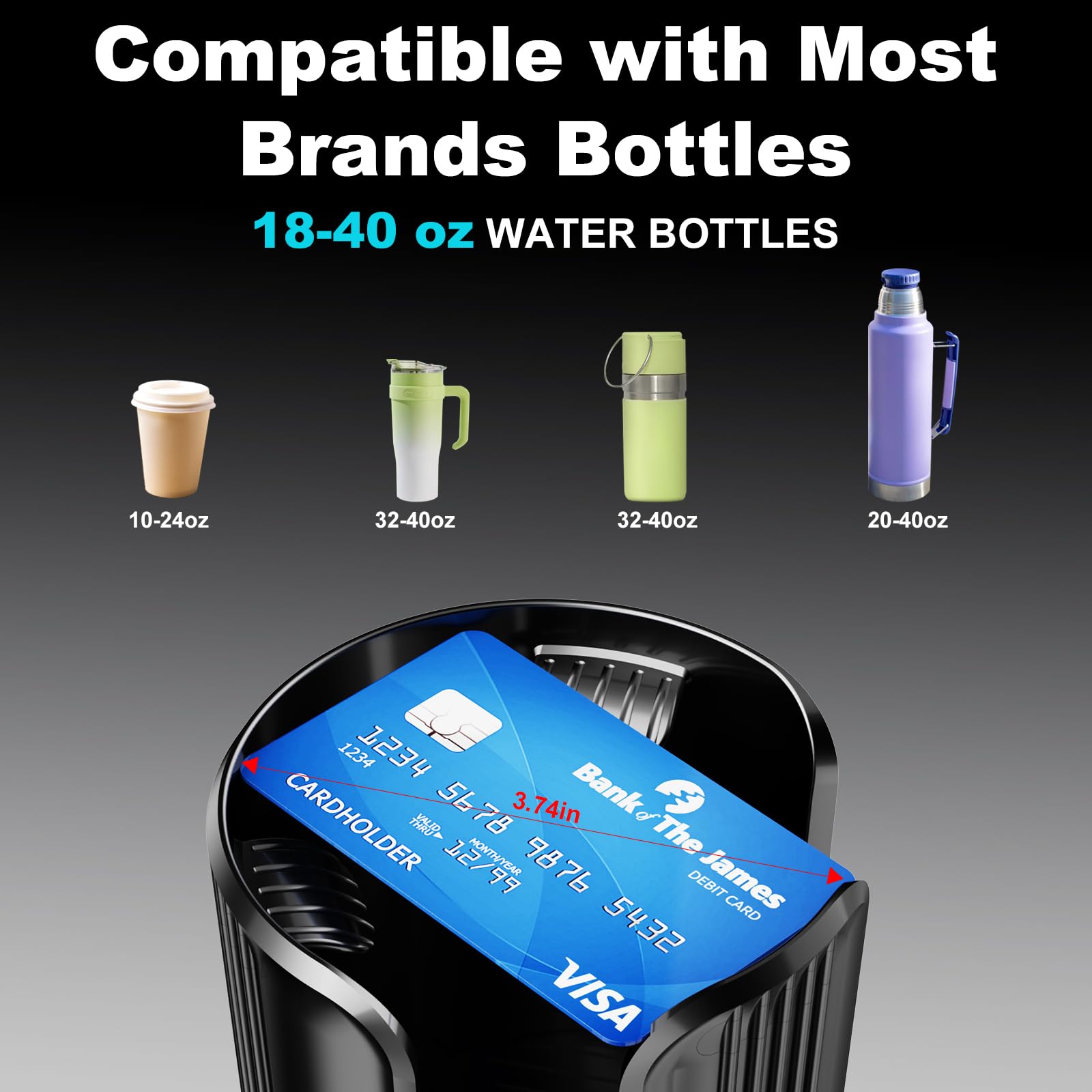 Car Cup Holder Expander with Adjustable Offset Base, All Purpose Cupholder Extender for car with Expandable, Univeral for Most P