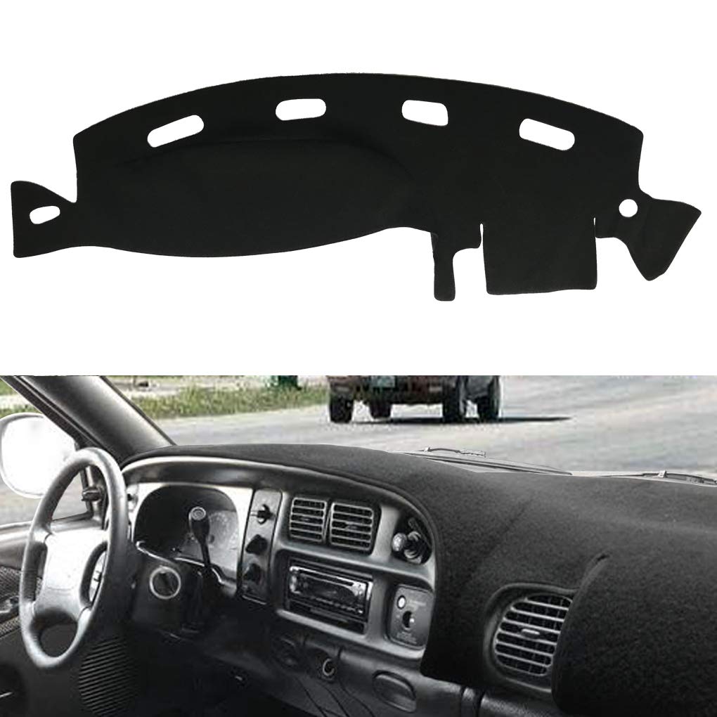 Yiz Dashboard Cover Dash Cover Mat Pad Custom Fit For Dodge Ram 1500 2500 3500 1998 1999 2000 2001 (Ram 98-01, Black)