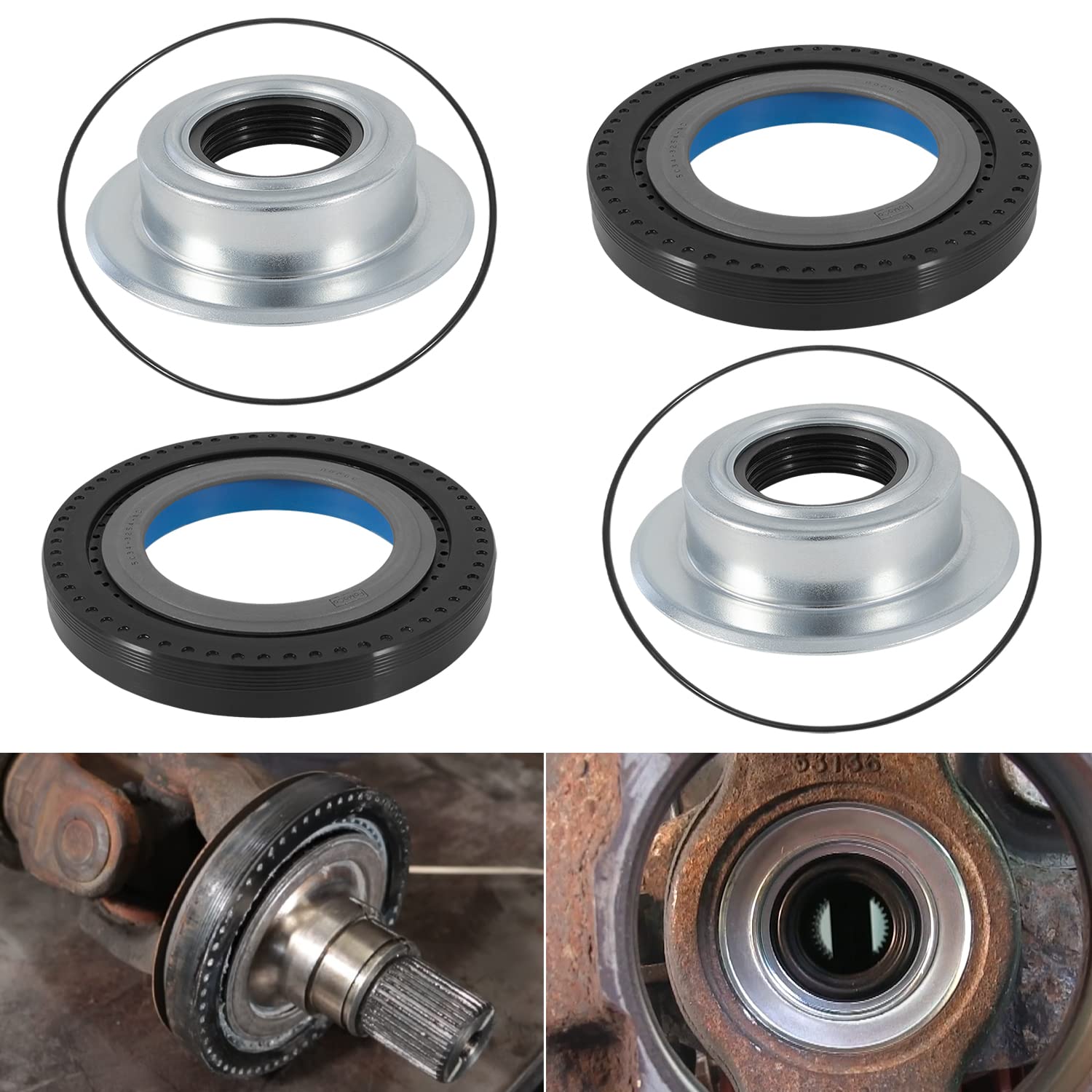 Front Axle Vaccum Knuckle Seal & Hub O-Ring & Dust Seals Kit Compatible With Ford Super Duty F250 F350 F450 F550 Dana Super 60 (
