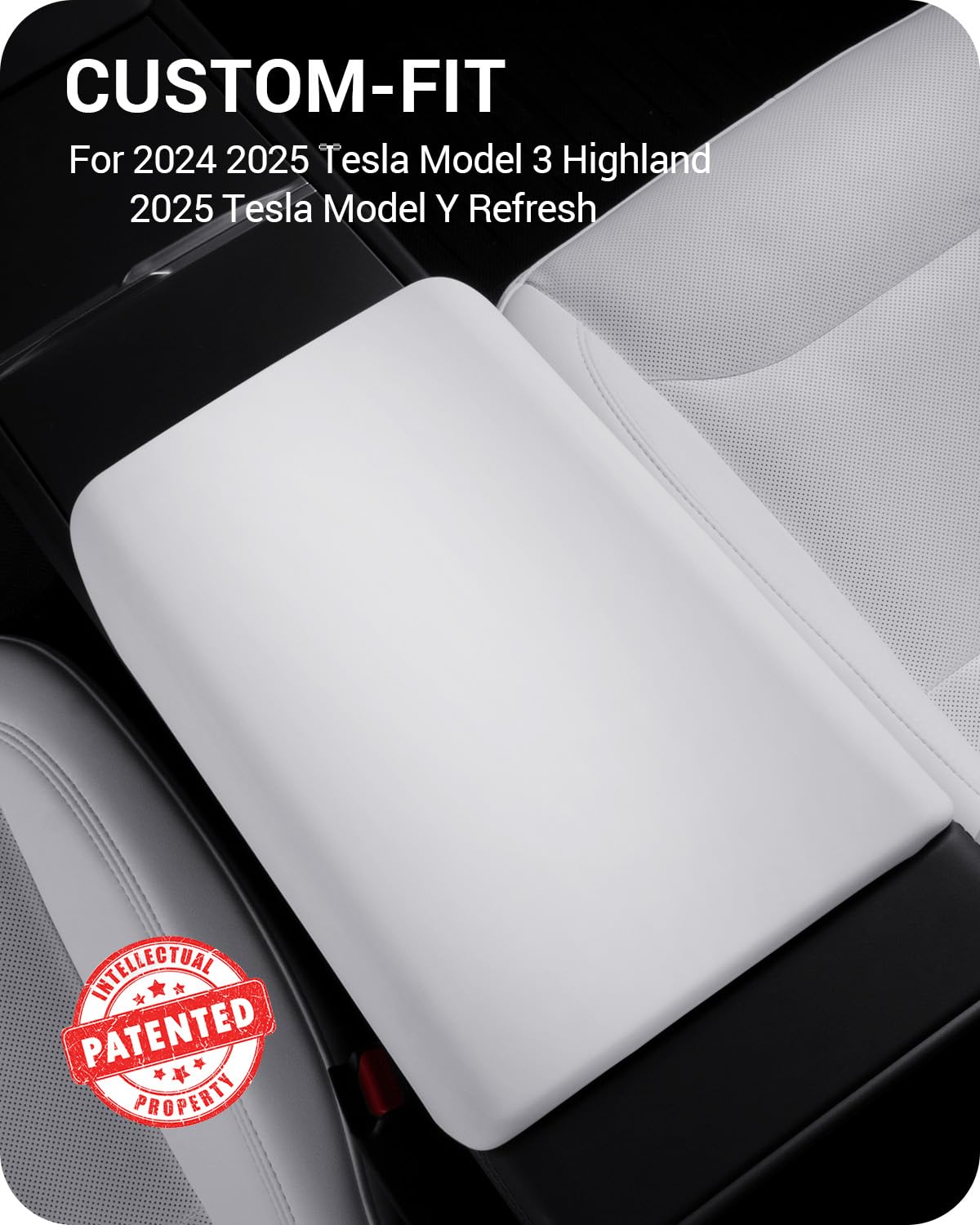 Basenor Upgraded Center Console Cover For 2024 2025 Tesla Model 3 Refresh Highland New Tesla Model Y 2025 2026 Juniper Non-Slip