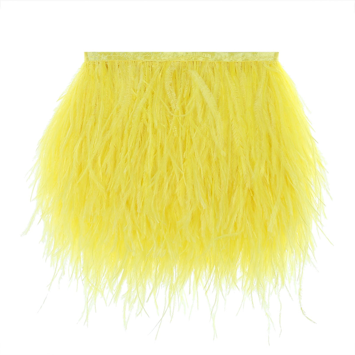 Awaytr Ostrich Feather Trim Fringe - Satin Ribbon Dress Sewing Crafts Costumes Decoration Pack Of 2 Yards (Yellow)