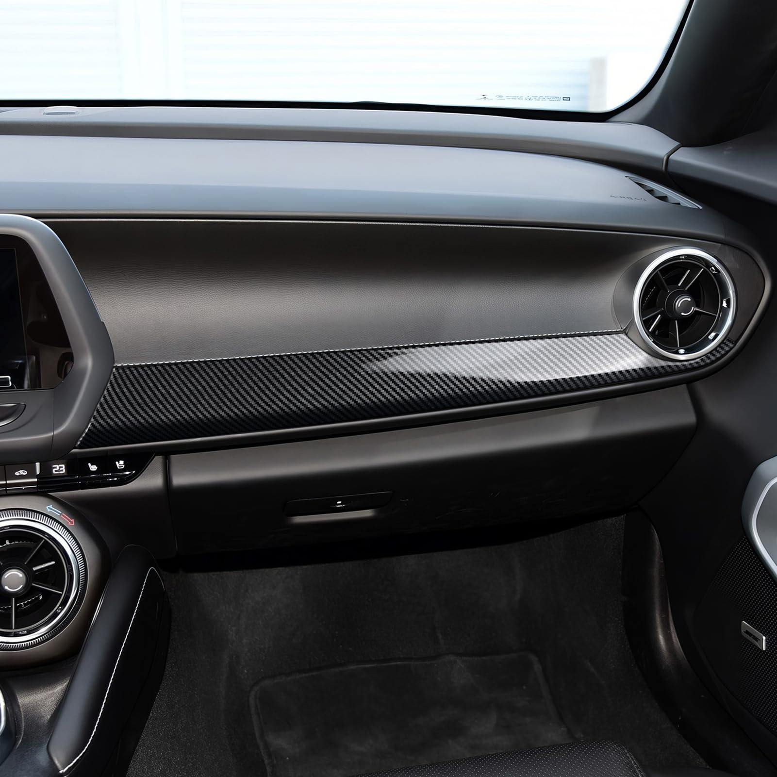 Car Sticker ABS Carbon Fiber Copilot Dashboard Panel Decal Interior Trim Cover for Chevrolet Camaro 2016 2017 2018 2019 2020 202