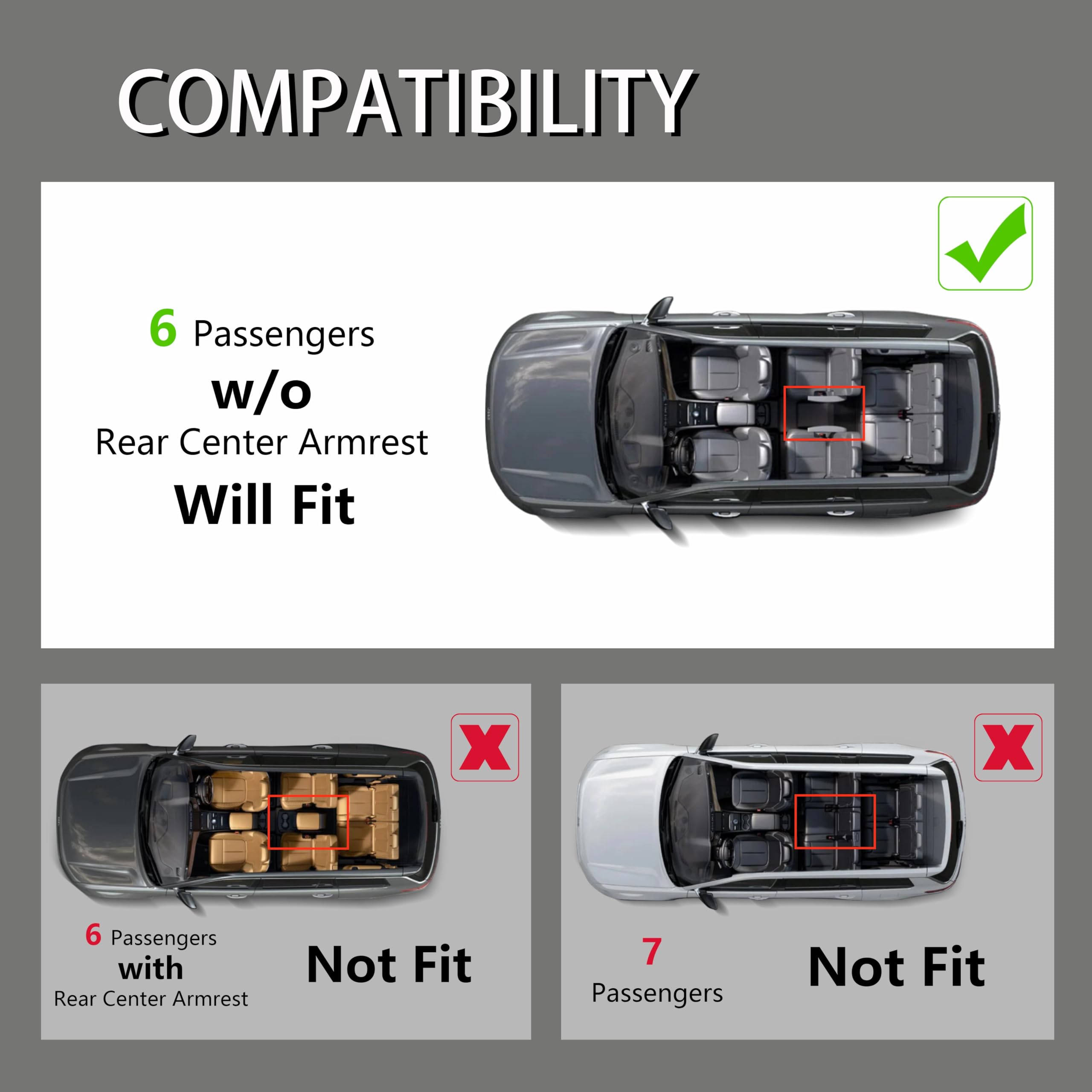 Karpal Floor Mats Cargo Liner Fit With Jeep Grand Cherokee L 2021-2025 (6-Seater W/O 2Nd Row Center Armrest Only), All-Weather 1