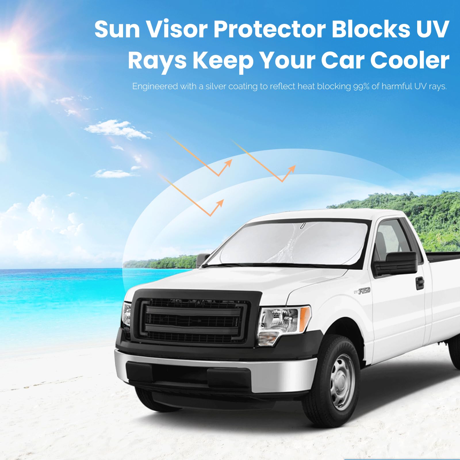 Sunshade For F150 Windshield Sun Shade Custom-Fit For 2012 2013 2014 Ford F150 F-150 Lariat, King Ranch, Platinum, Xl Xlt Limite