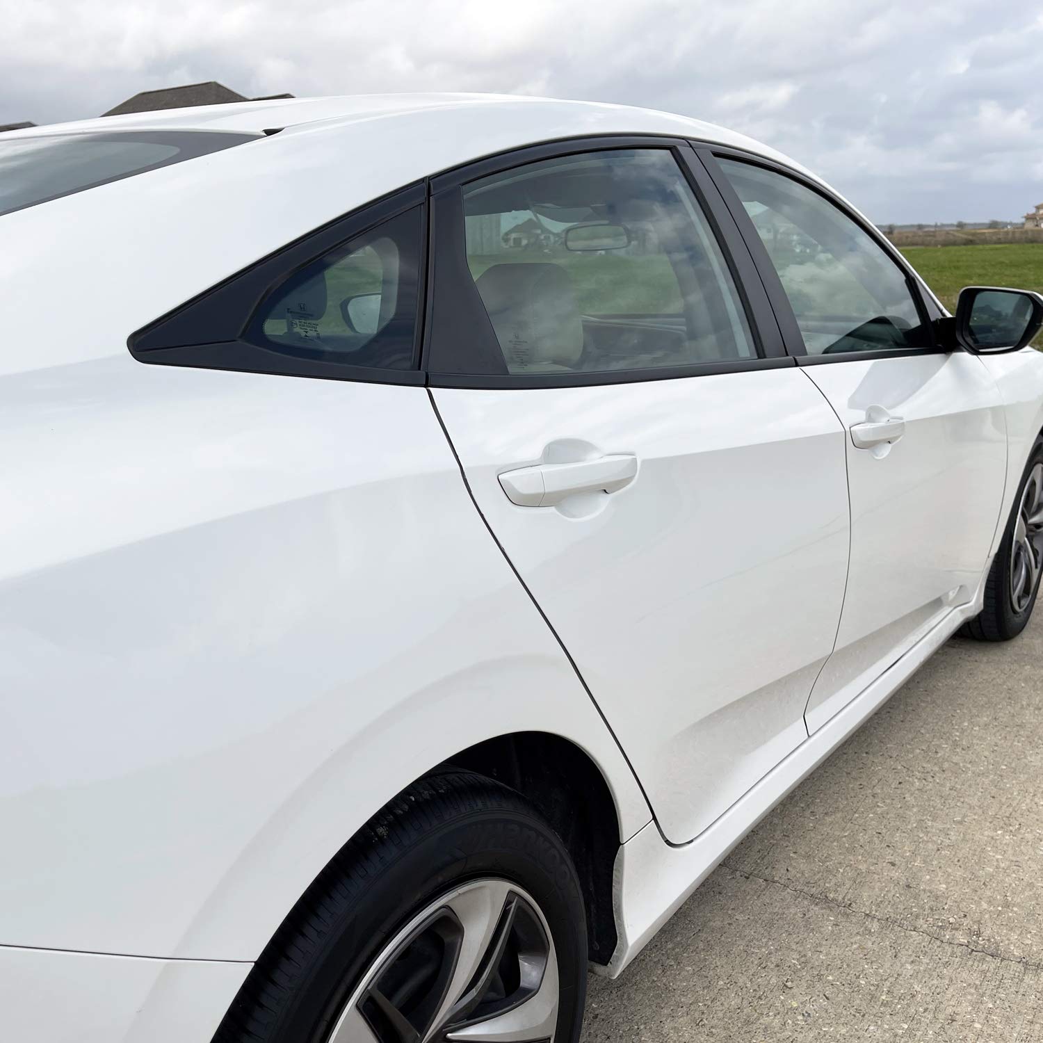 SlickMod Chrome Delete Blackout Vinyl Overlay for 2016-2021 Honda Civic Sedan Window Trim (Gloss Black)