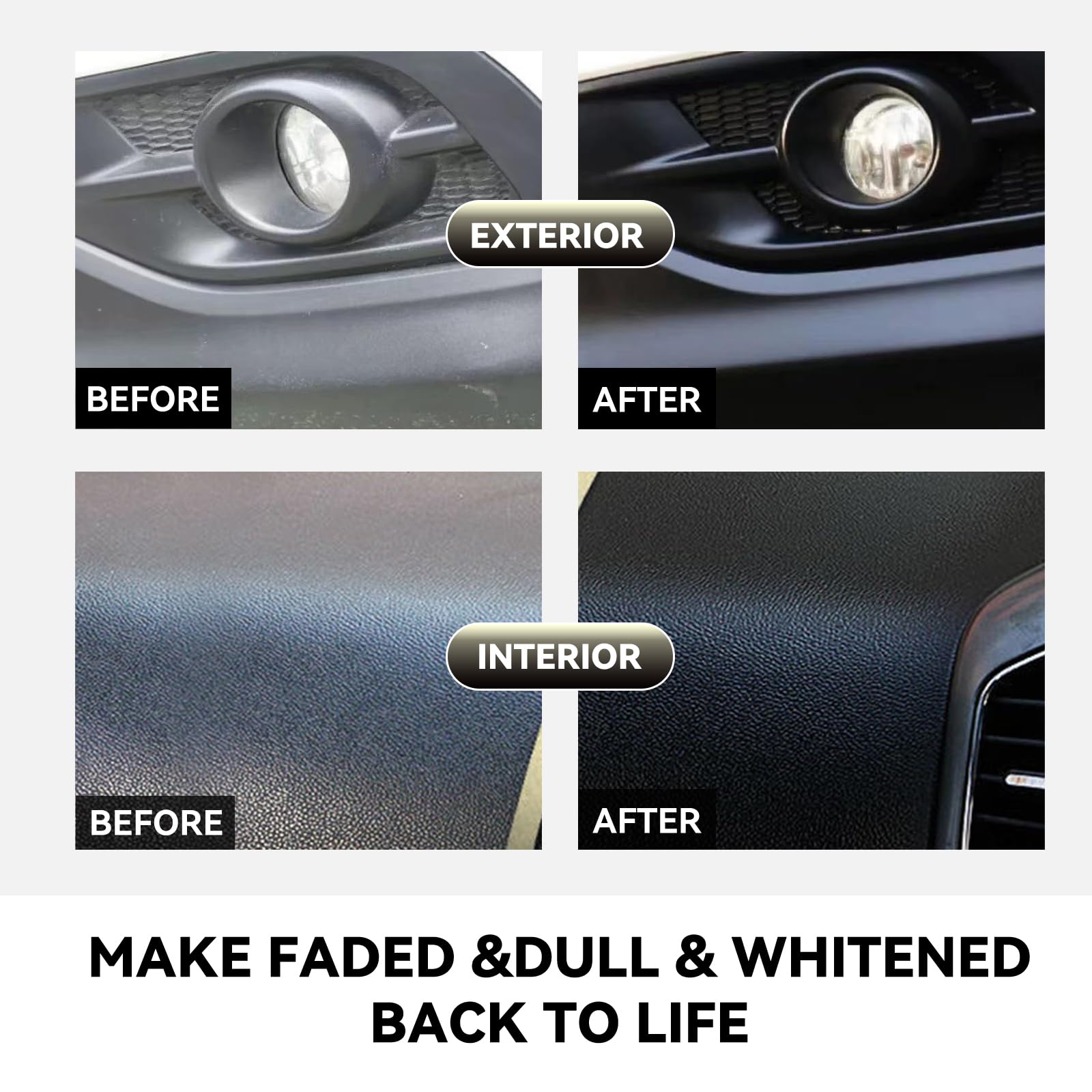 Plastic Restorer for Cars, Reliable Back to Black Trim Restore, Permanent Automotive Hydrophobic Ceramic Trim Coating, Instant B