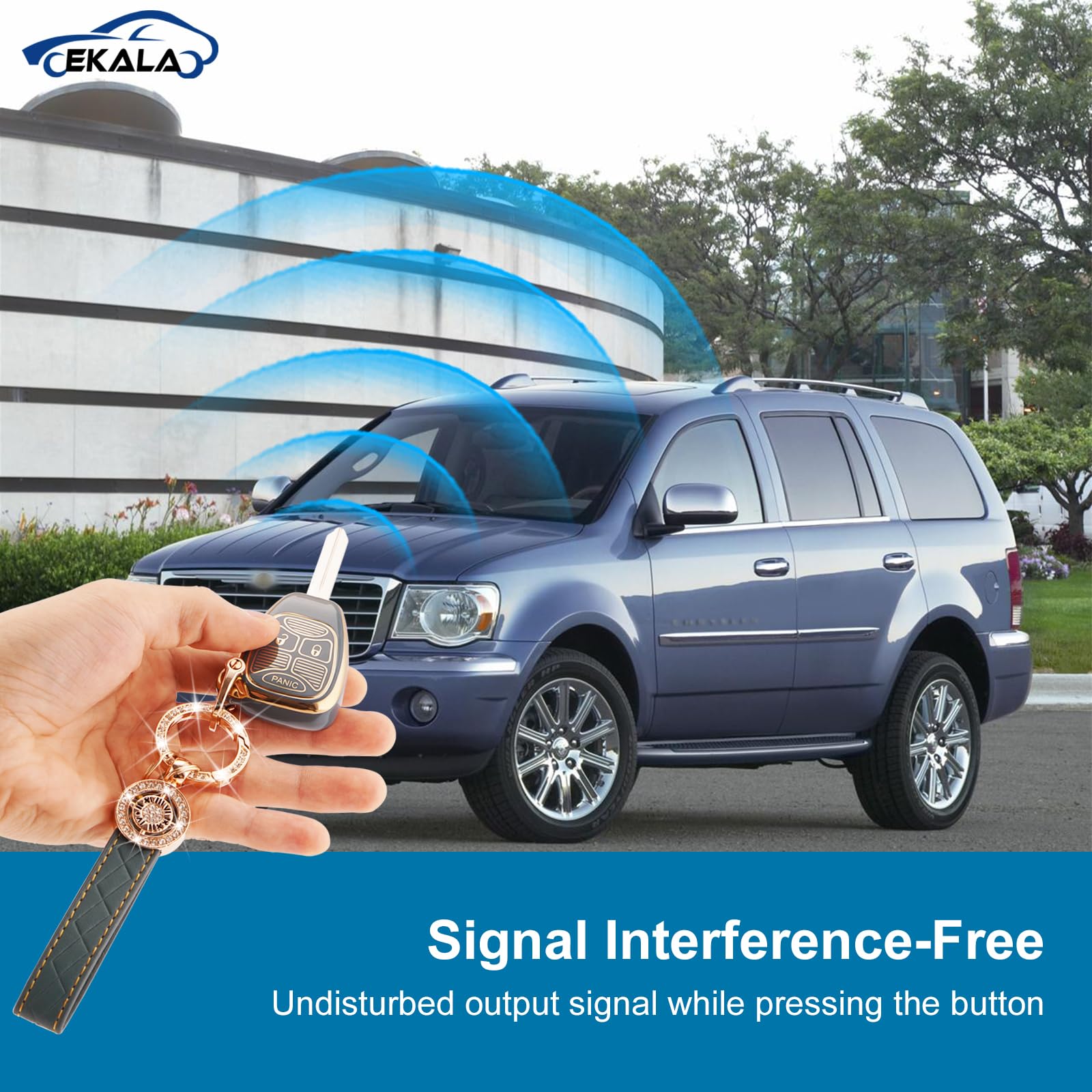 EKALA Key Fob Cover, 5 Buttons Key Shell Compatible with 2007-2018 Wrangler Compass Patriot, Dodge Ram Durango Dakota Chrysler(R