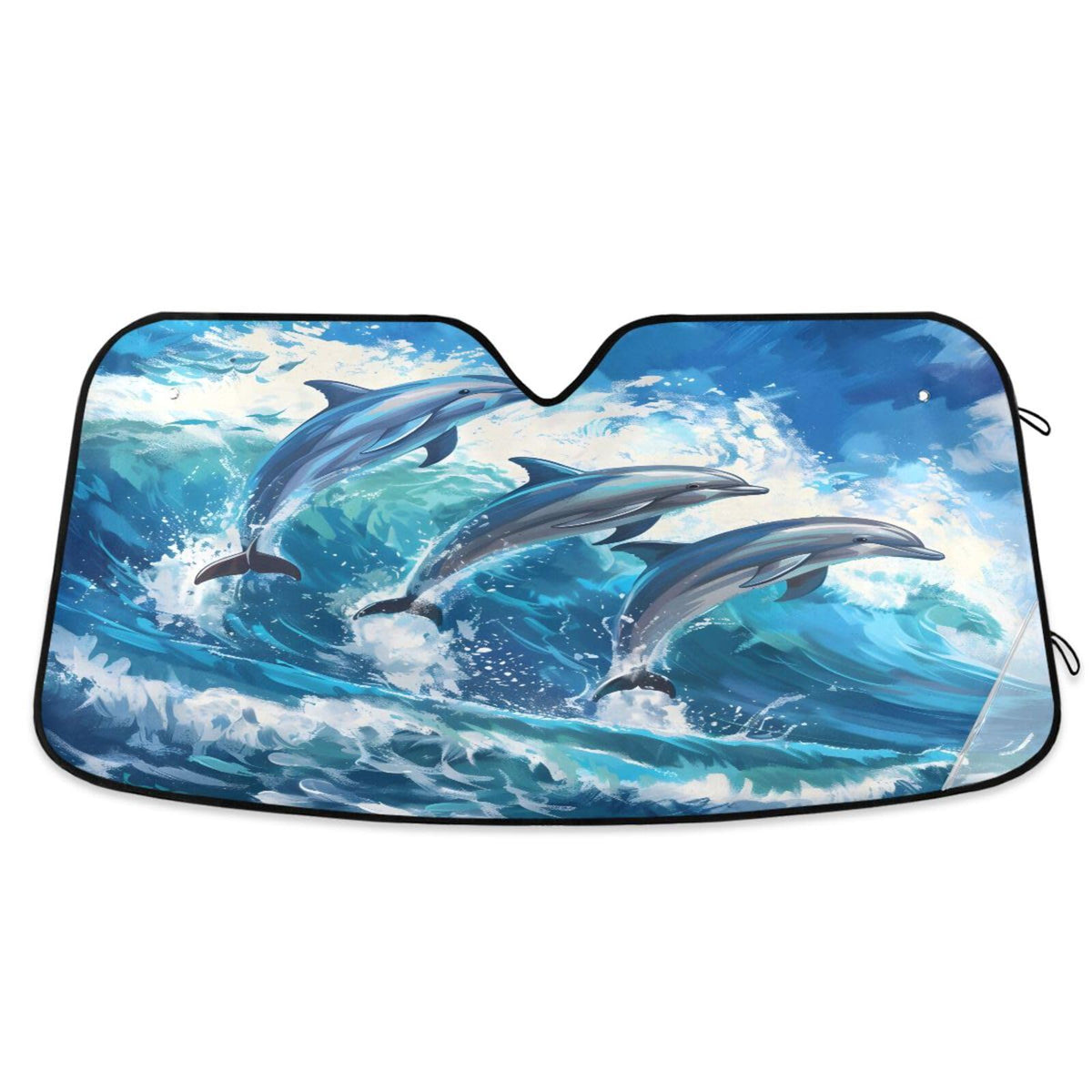 ZOEO Windshield Sun Shade Beautiful Dolphins Jumped Front Window Block UV Shades Visor Reflective Retractable for Car SUV Trucks