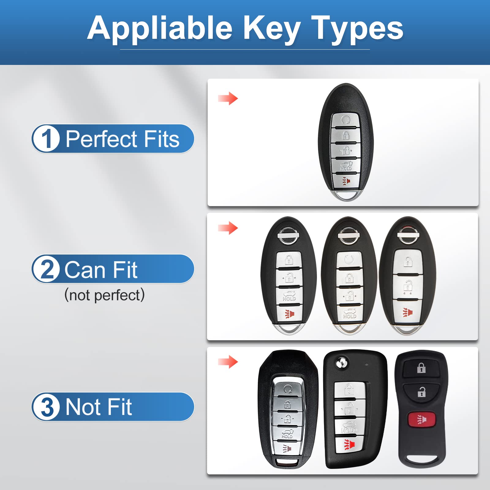 RUABIBAN Key Fob Cover Compatible with Nissan, Soft TPU Key Case Shell Fit for Altima Rogue Sentra Pathfinder Frontier Maxima Ti