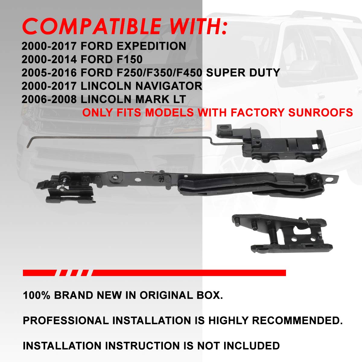 Auto Dynasty Sunroof Track Repair Kit Compatible With Ford F-150 F-250 F-350 F-450 Expedition Lincoln Navigator Mark Lt 00-17