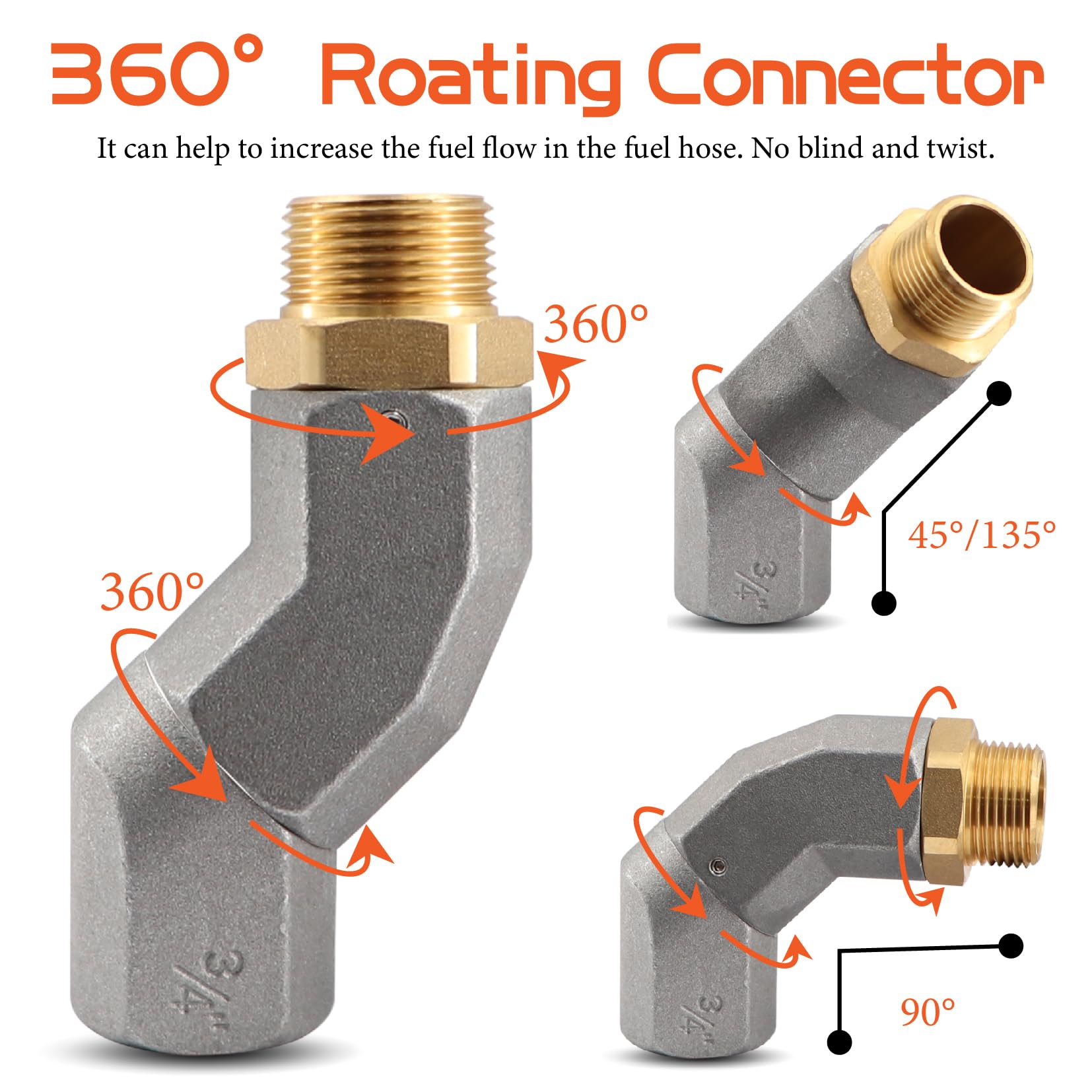 Ruikarhop 3/4'' Fuel Transfer Hose 20Ft,Farm Pump Hose Male Npt Connector With Fuel Hose Swivel For Gasoline,Diesel,Biodiesel