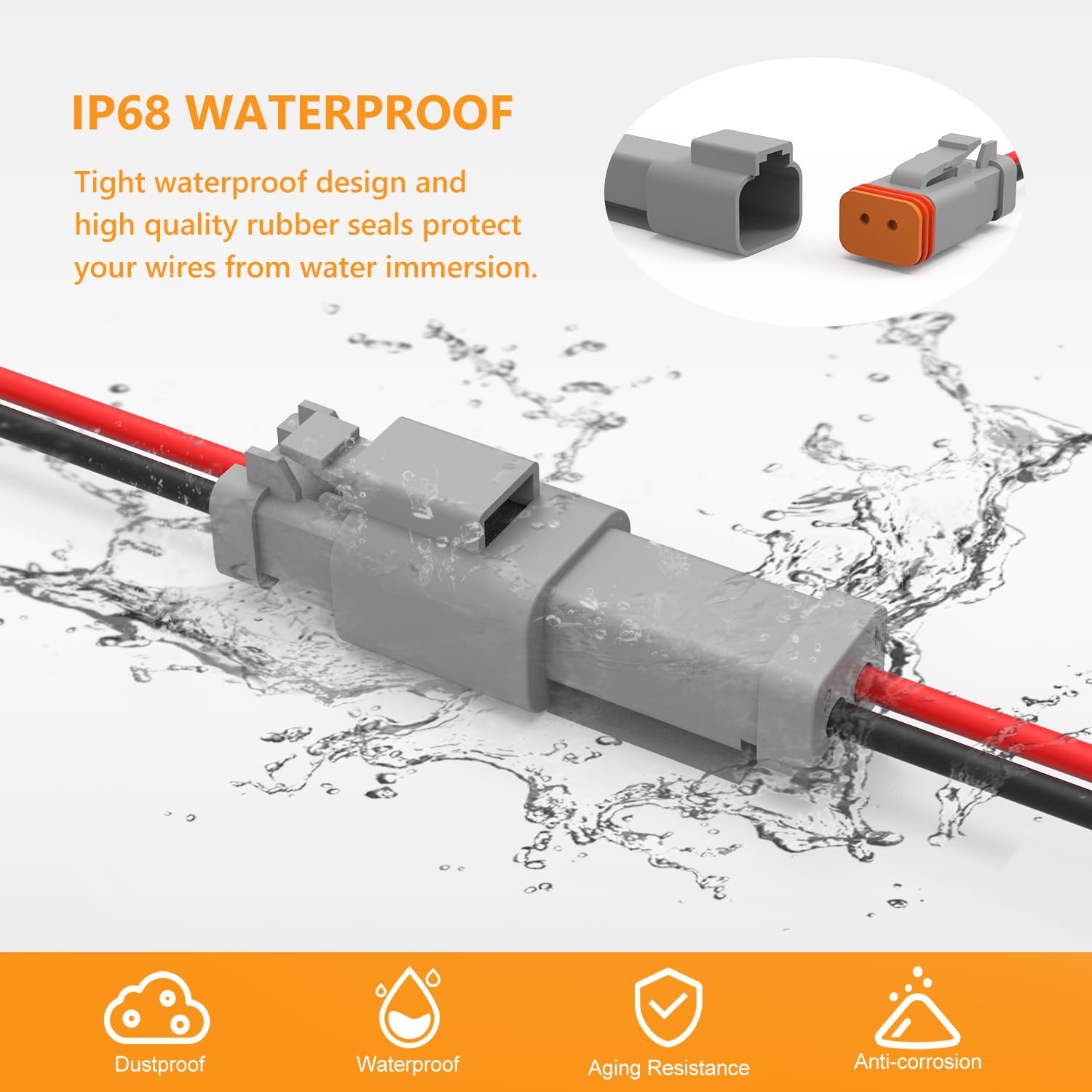 Newdeli Deutsch 2 Pin Connector Kit Waterproof Electrical Connector 16 Awg Male And Female Automotive Wire Connectors For Car Tr