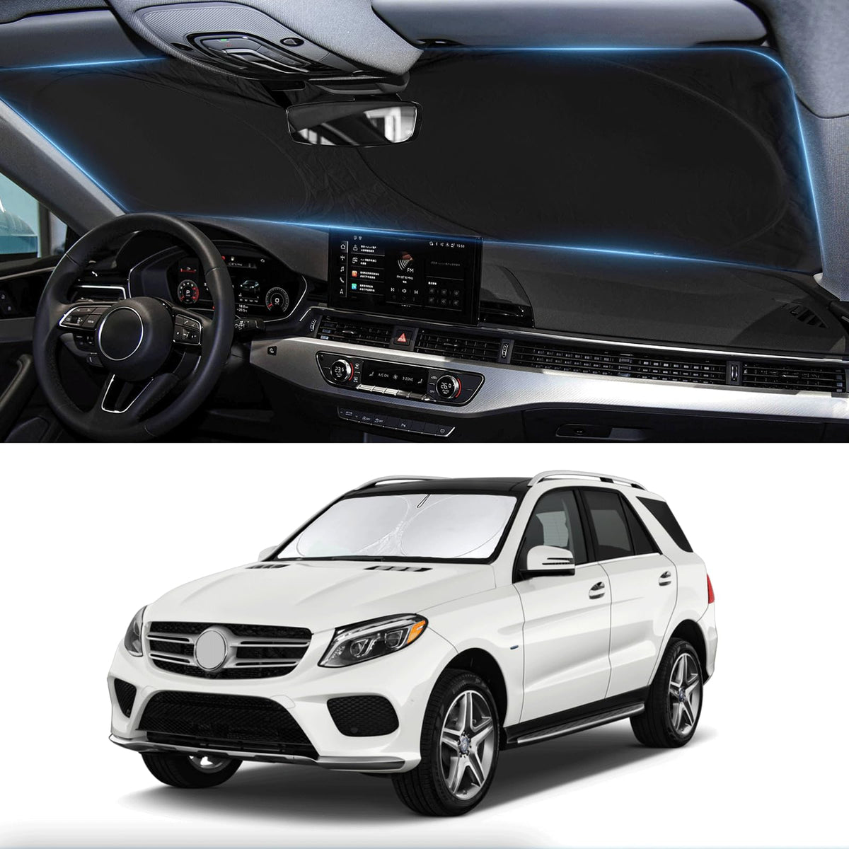 Custom Fit Gle Windshield Sunshade For 2012-2018 2019 Mercedes Benz Gle Class Accessories Front Window Shades Shield For Gle 450