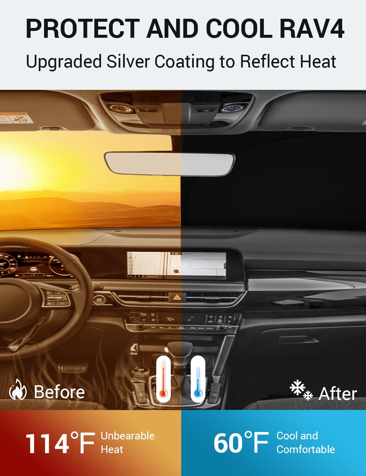 Proadsy 2025 Upgrade Windshield Sun Shade Custom Fit Kia Seltos 2021-2025 Foldable Front Sunshade Protector Sun Visor Blocks Uv