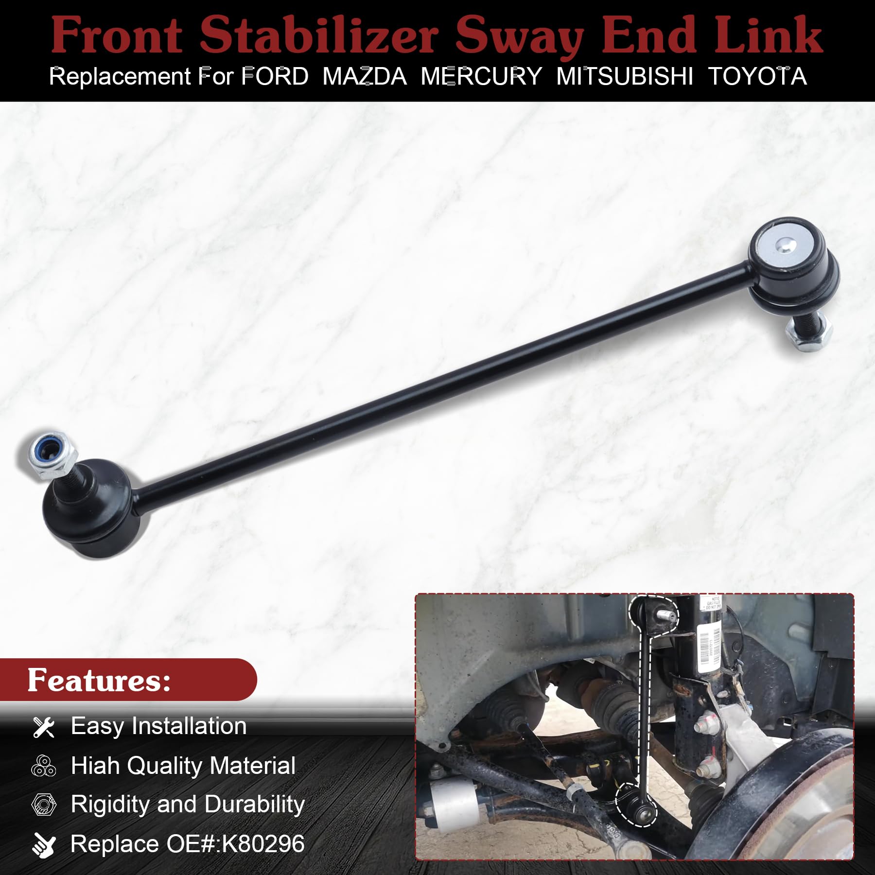 Stiueoav K80296 Sway Bar Link - Front Stabilizer End Link Compatible With 2004-2012 Ford Escape?2005-2011 Mazda Tribute/Mariner?