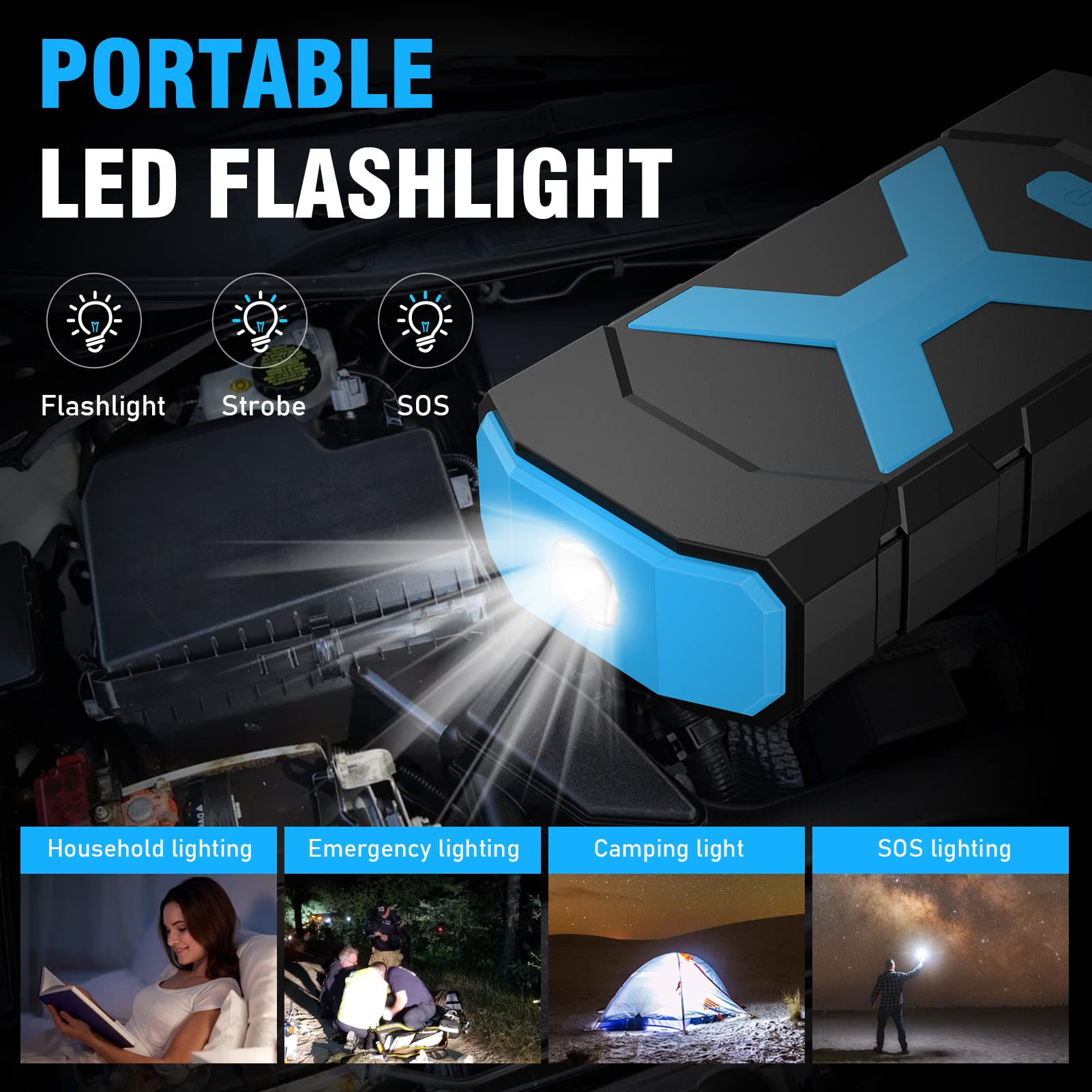 2000A Jump Starter Battery Pack 12V Battery Jumper Starter Portable 20000Mah Car Battery Jump Starter With Usb Qc 3.0 Car Jumper