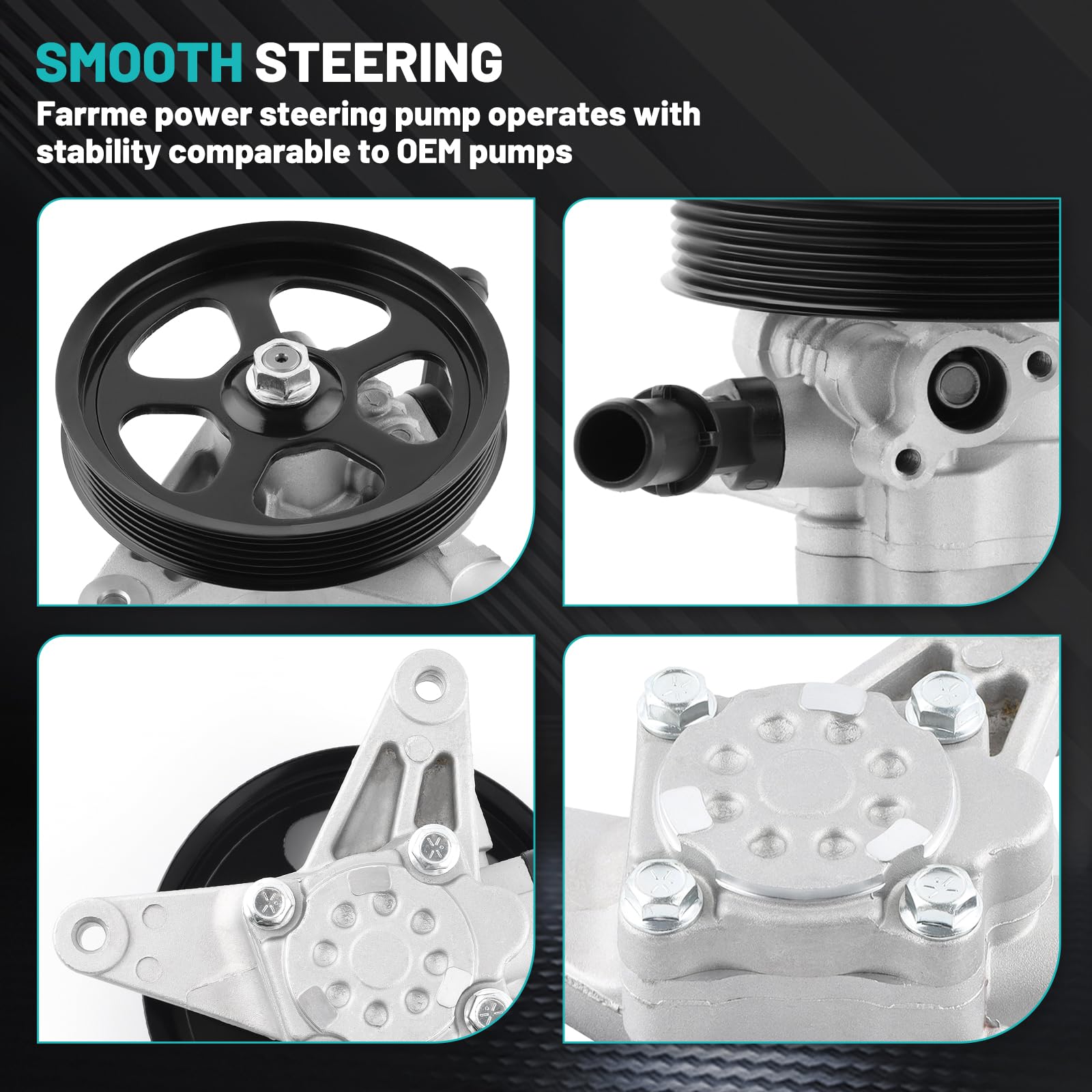 Farrme 21-5441 Power Steering Pump With Pulley Fit For Honda Pilot 3.5L 05-08,For Acura Tl 3.2L 04-08,For Acura Tl 3.5L 07-08 Au