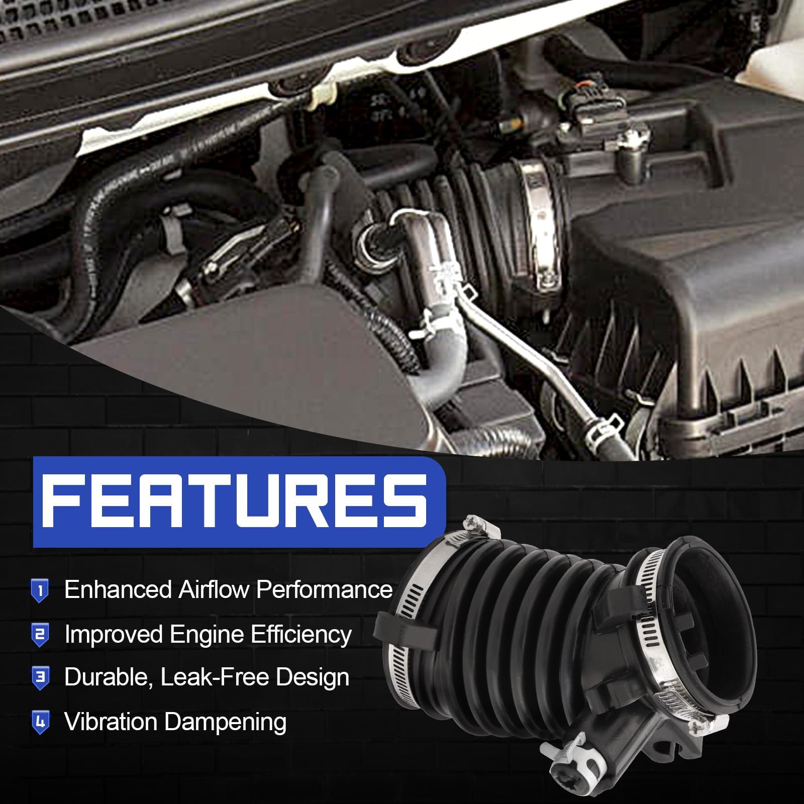 Air Cleaner Intake Hose Tube With Clamps For 2012-2015 Honda Civic 1.8L 2013-2015 Acura Ilx 2.0L (Oem# 17225-R1A-A01)