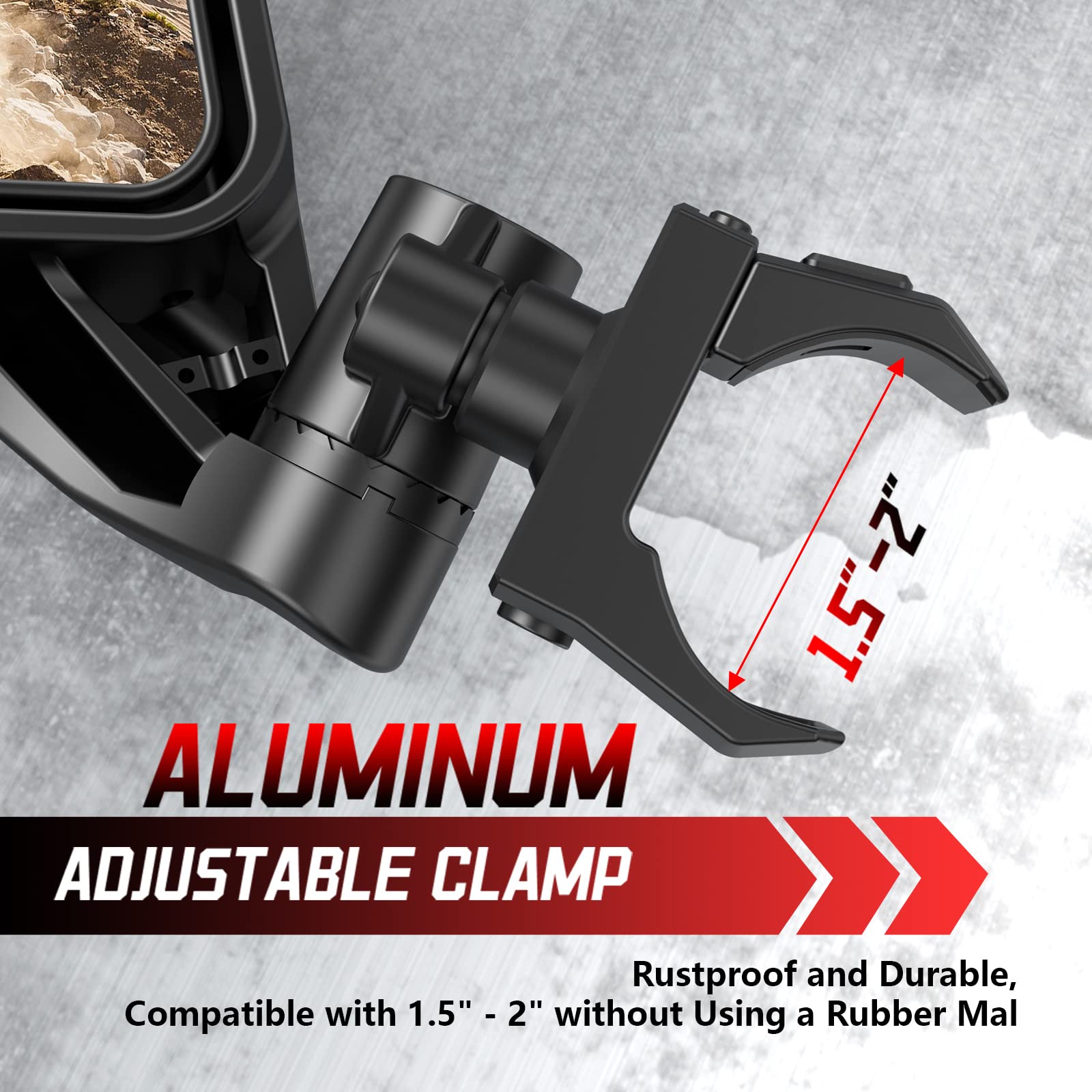 Esploratori UTV Side Mirrors for 1.5''-2'' Roll Bar SXS RZR Side Mirrors with Adjustable Mirror Compatible with Polaris RZR 1000