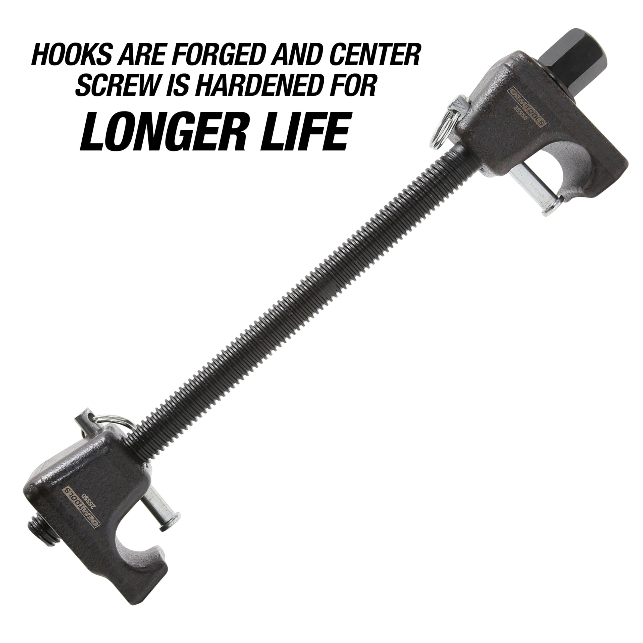 Oemtools 25550 Macpherson 10.75 Inch Strut Spring Compressor, Automotive Suspension System Maintenance Tool, 2-Piece Universal Spring Compressor Tools With 9.75 Inch Maximum Safe Opening, Forged Hooks