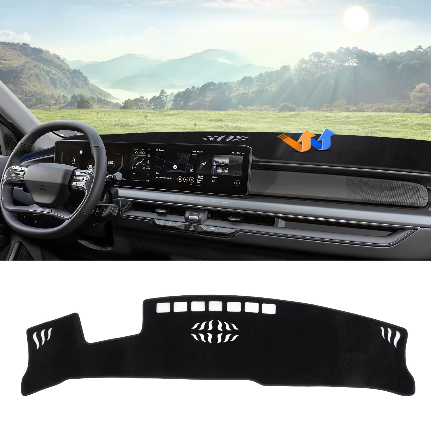 Autorder Dashboard Cover Mat Fit For 2024 2025 Kia Ev9 Accessories Dash Cover Upgrade Velvet Dash Mat Sunshade Glare Uv Rays Pro