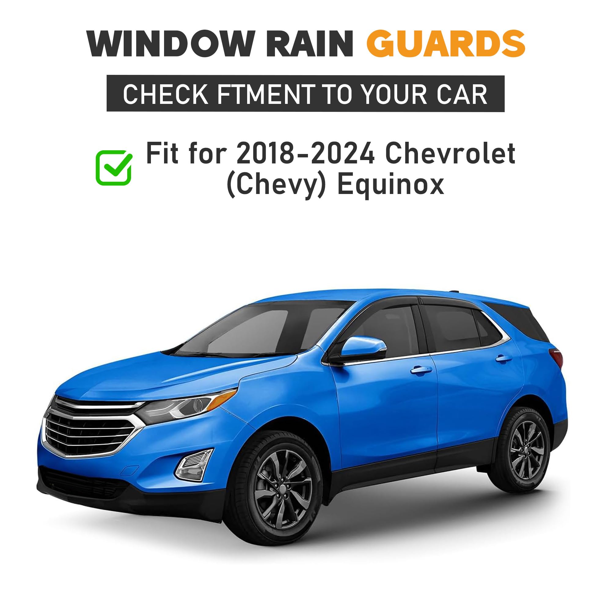 Hope You Ready Shatterproof Tape-On Window Rain Guards Fit For 2018-2024 Chevrolet (Chevy) Equinox, Extra Durable Window Deflect