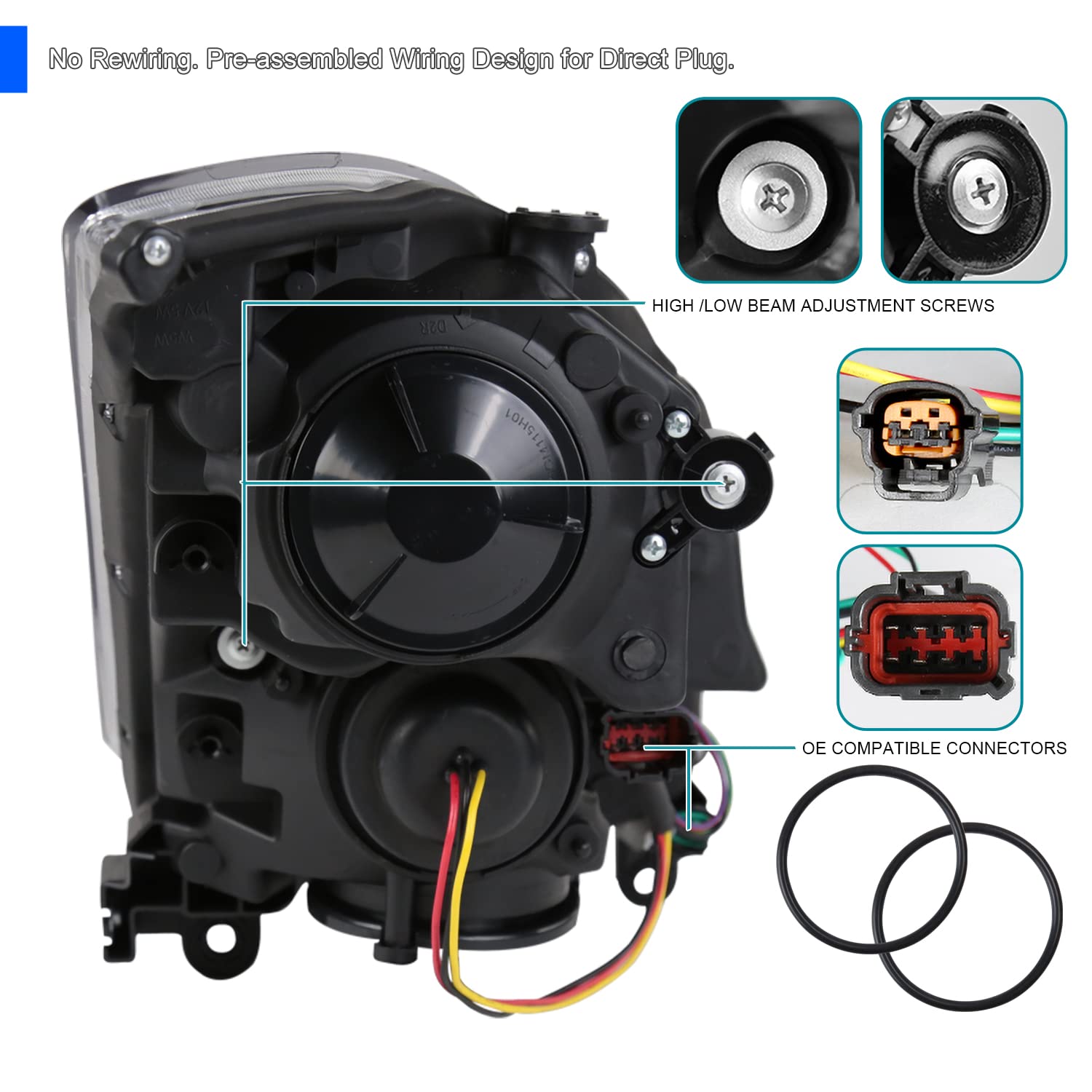 Spec-D Tuning Integrated Led & Signal Smoke Lens Projector Headlights Compatible With 2003-2007 Infiniti G35 Coupe, Left + Right