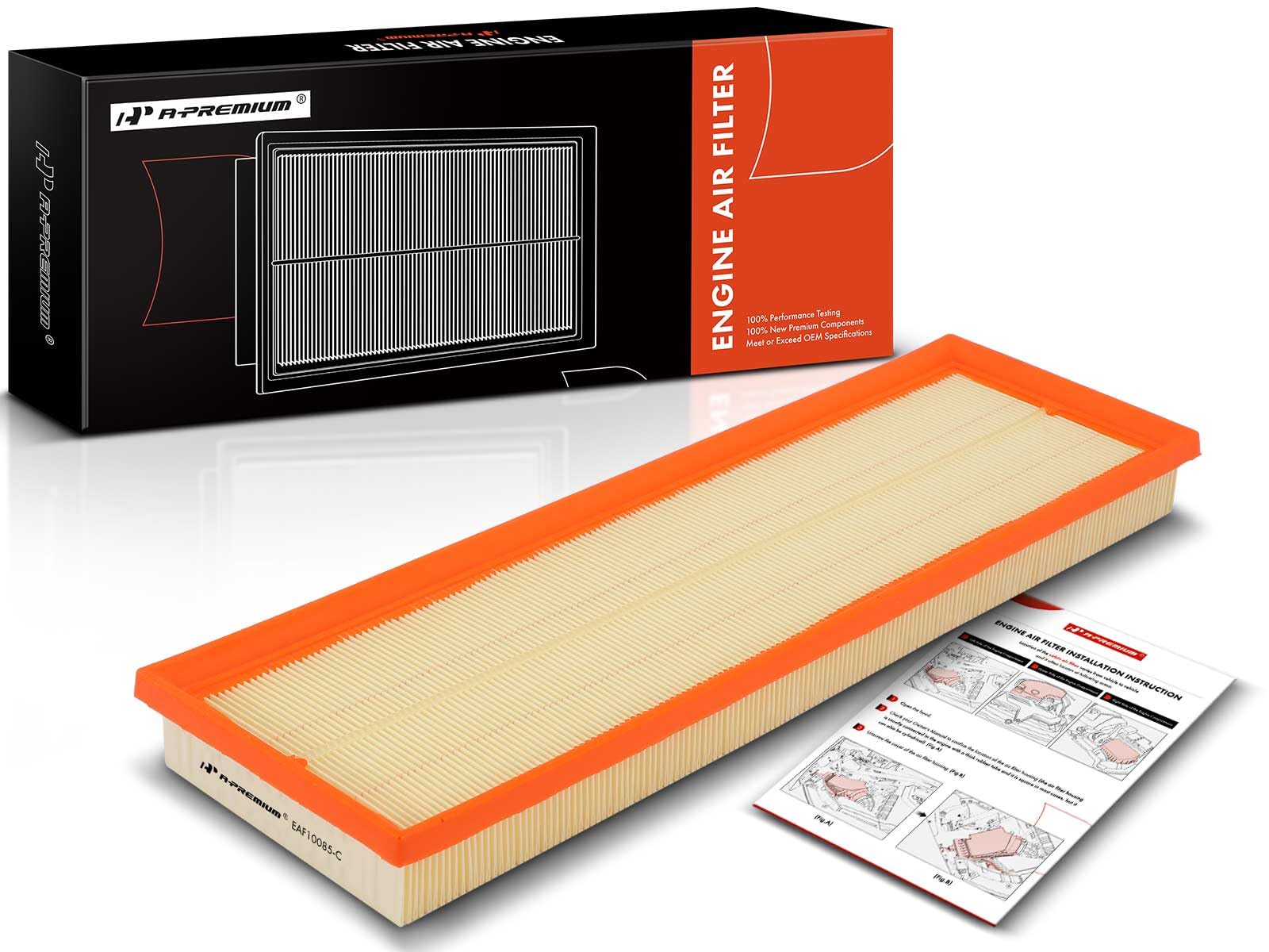 A-Premium Engine Air Filter Compatible With Volkswagen Beetle, Golf, Jetta, Passat, Rabbit, 2005-2015, L5 2.5L, Flexible Panel, 