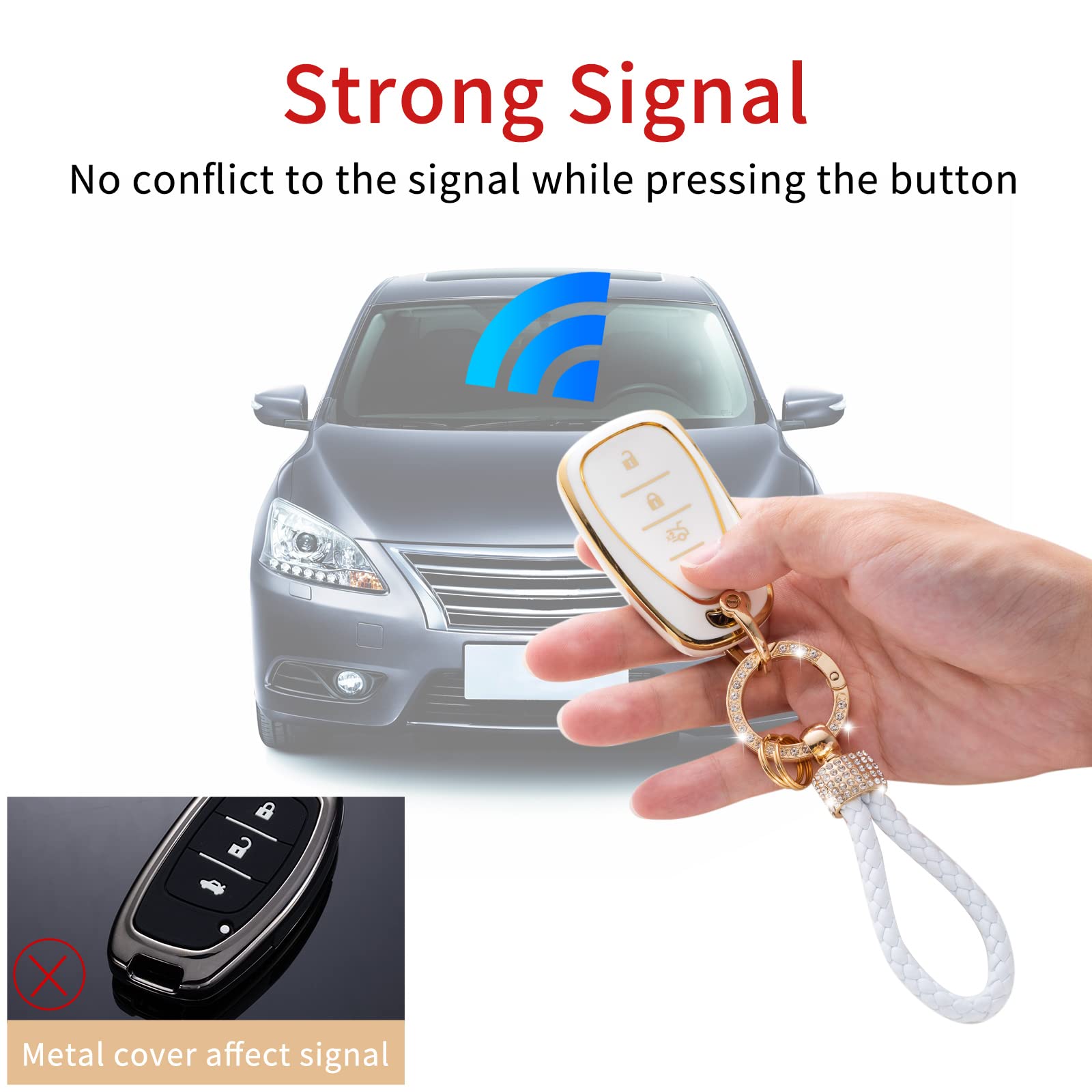 Gematay For Chevy Key Fob Cover Compatible With Chevrolet 2016-2020 Chevy Malibu Camaro Cruze Traverse Spark Equinox Blazer Volt Bolt 4 Buttons