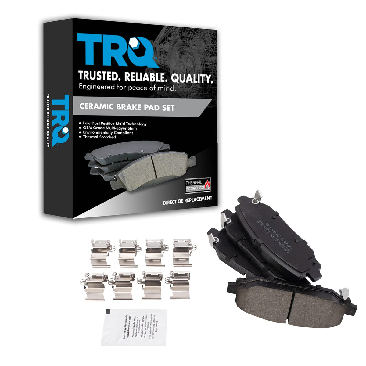 TRQ Rear Brake Pads Ceramic Compatible with 2018-2022 Jeep Wrangler