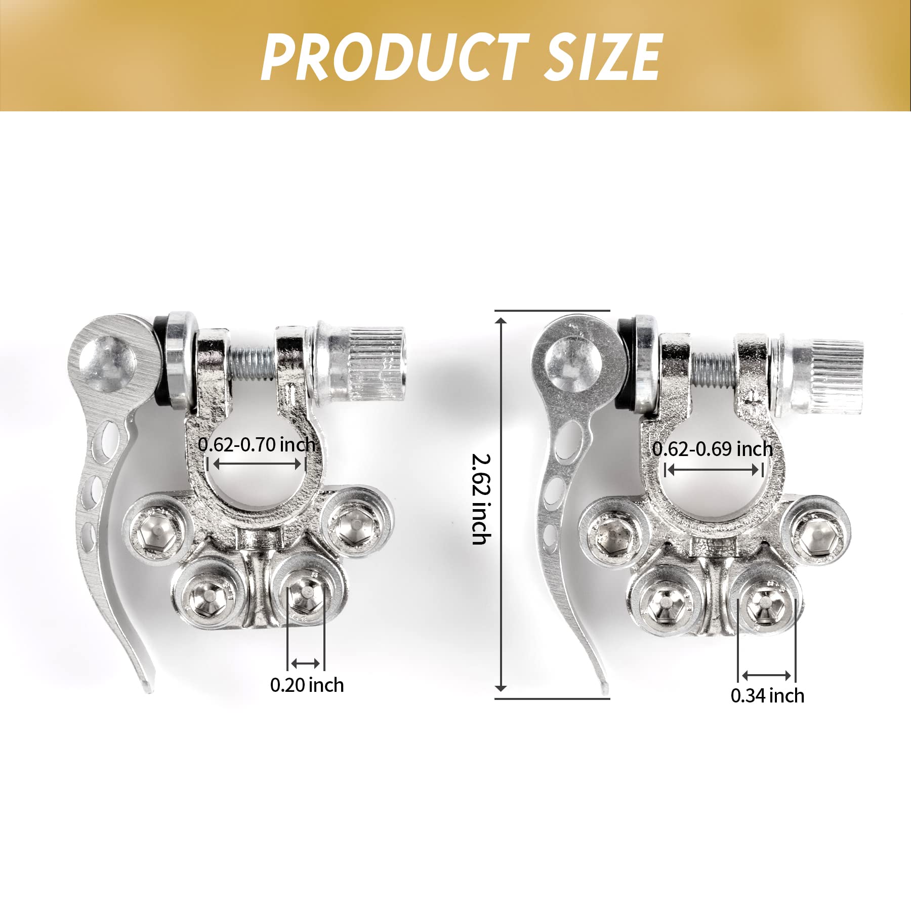 Singaro Car Battery Terminal Connector, 4 Way Positive And Negative Pole Quick Release Terminal Clip, Applicable To Sae/Jis A Type Terminal Post, Compatible With Cars, Trucks And More(Sliver-B)