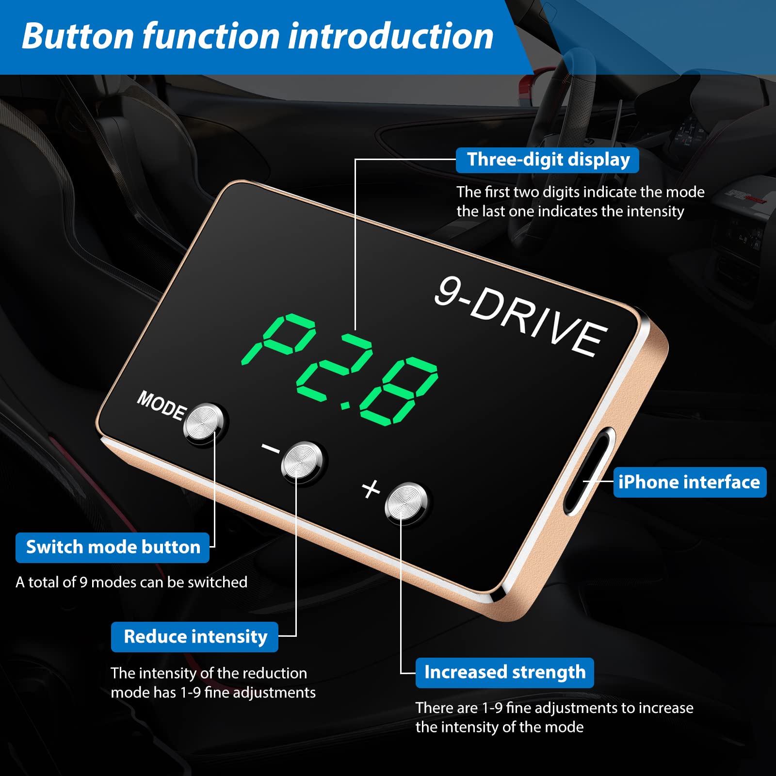 HPEVA Throttle Response Controller 9 Drive for GMC Sierra, Yukon, Silverado, Suburban, Tahoe, Cadillac Escalade - Color 867