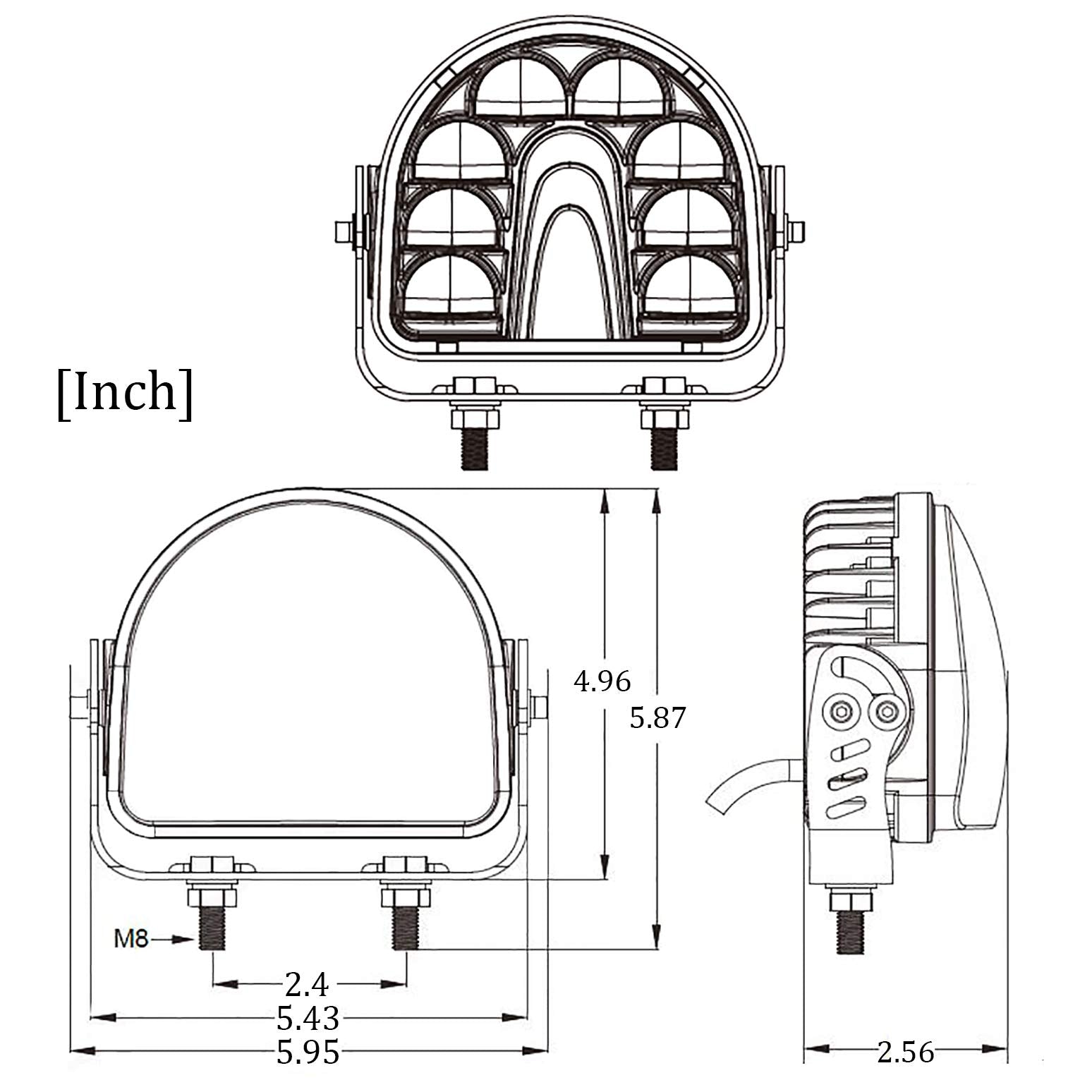 Oneray Forklift Safety Light Red Arc Led Warning Light Warehouse Pedestrian Warning Arch Zone Spotlight 20W Dc10-80V For Truck S