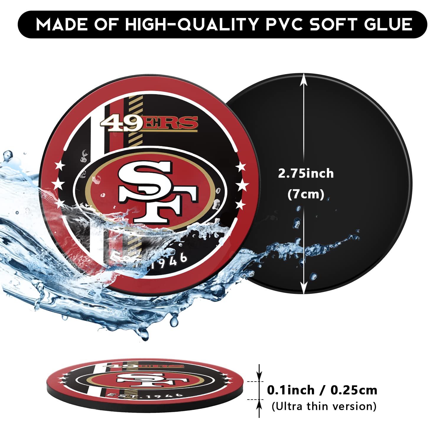 Aooble Car Cup Holders Coasters, 2Pcs 2.75 Inch Auto Car Cup Holder Insert Coasters Silicone Car Cup Mat, Universal Vehicle Inte