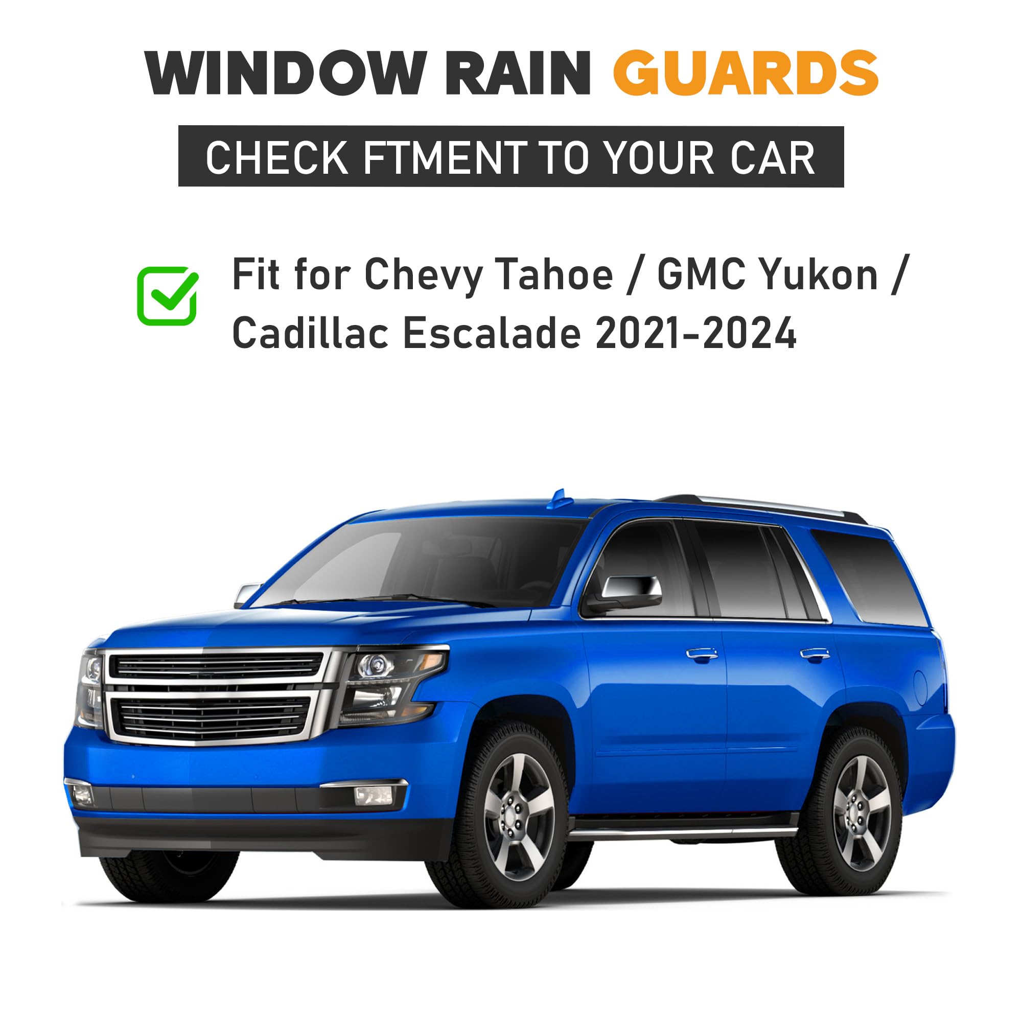 Hope You Ready Shatterproof Tape-On Window Rain Guards Fit For 2021-2024 Chevy Tahoe Gmc Yukon Cadillac Escalade, Extra Durable