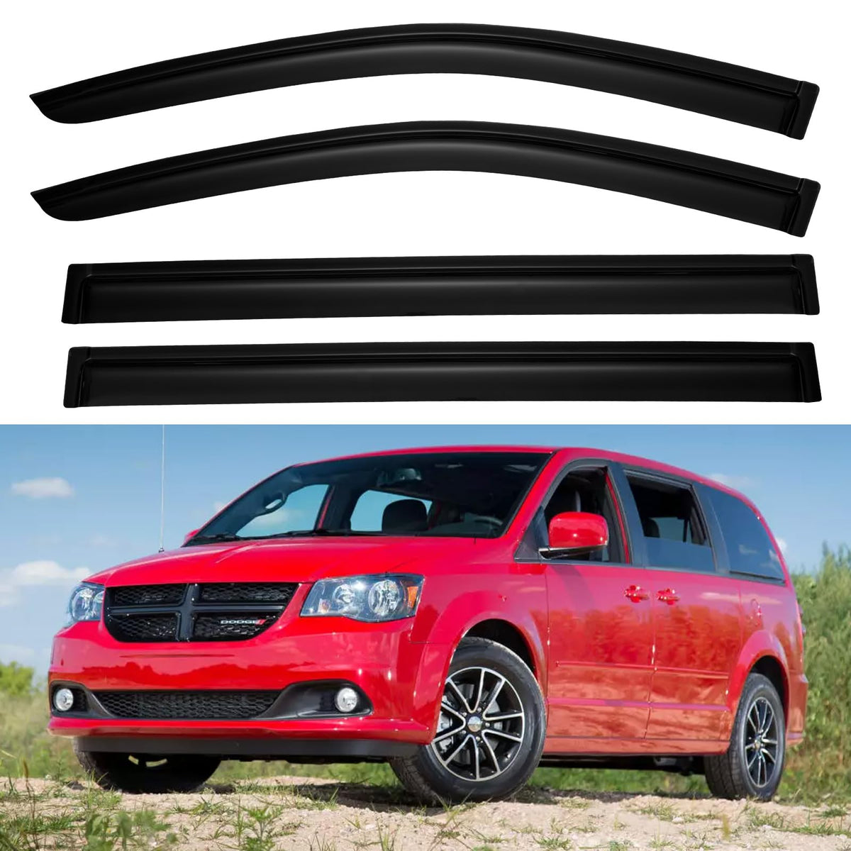 Window Visors Rain Guards for 2008-2020 Dodge Grand Caravan, Out-Channel Window Vent Wind Deflectors Visors Shades for 2008-2016