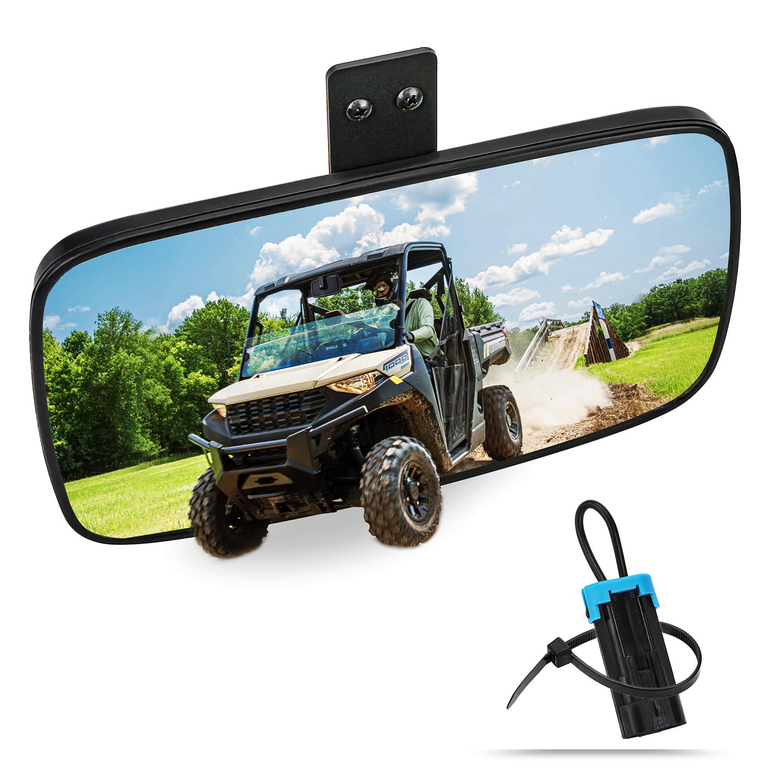 Ranger Rear View Mirror, Unigt Center Convex Rearview Mirrors Compatible With 2017-2025 Polaris Ranger 500 570 900 Xp 1000 Xp/Crew Fits Factory Present Drop Down Mounting Tab 2879969