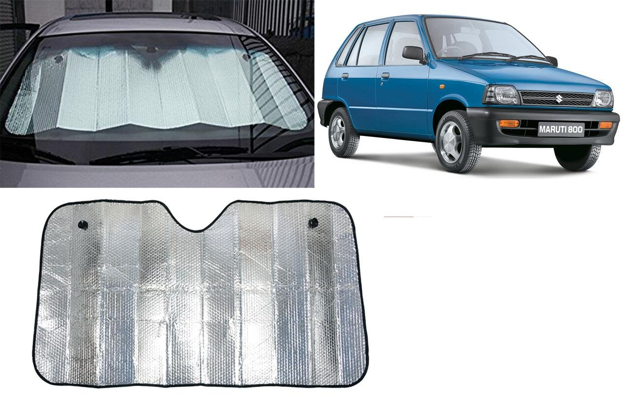 Autopearl Collapsible Mesh Foldable Auto Front/Rear Window Sun Shade Car Windshield for Maruti Suzuki 800 (130 * 60 Cm_Silver)