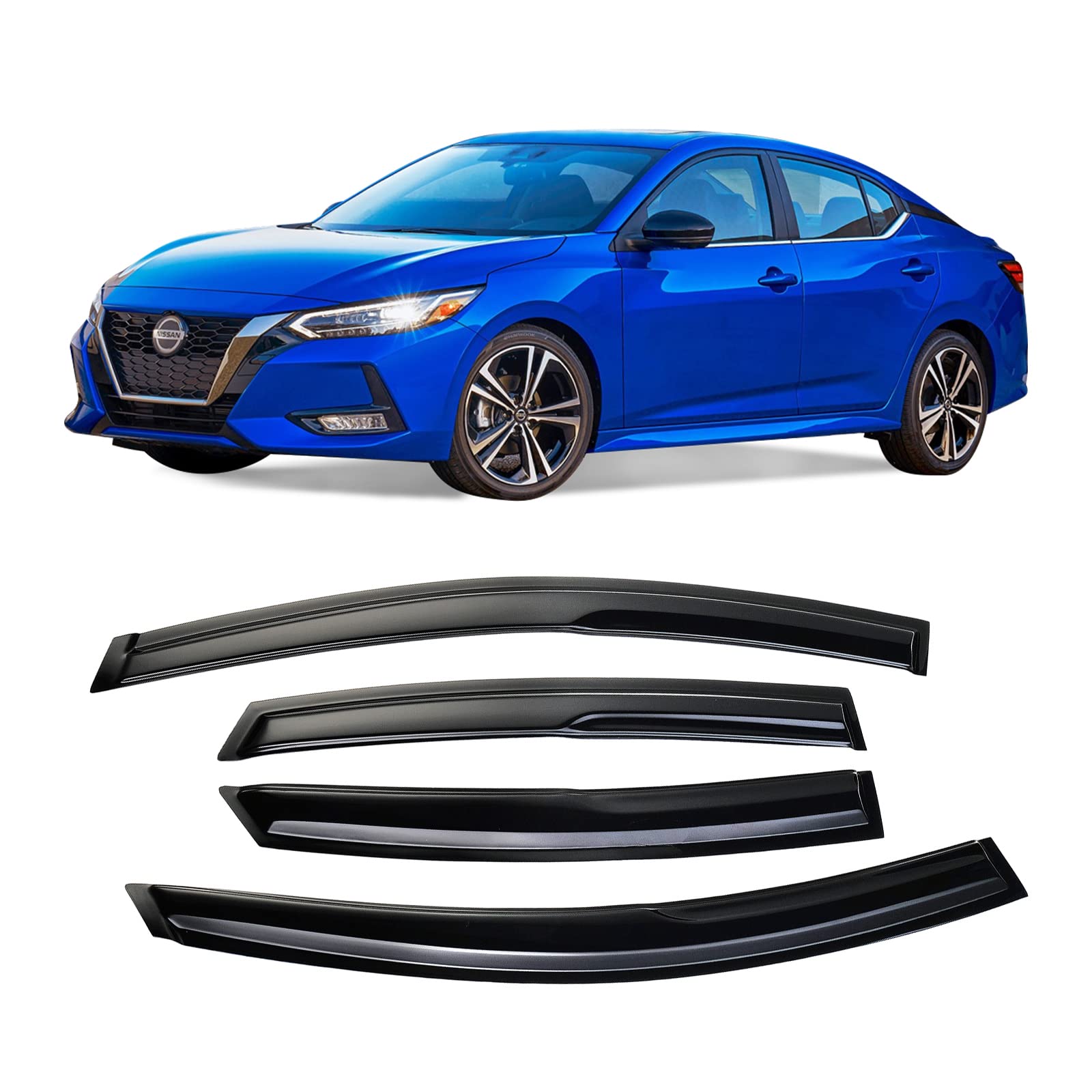 Arokzn 4PCS Window Visor Deflectors Rain Guards Designed for 2013-2019 Nissan Sentra 94248