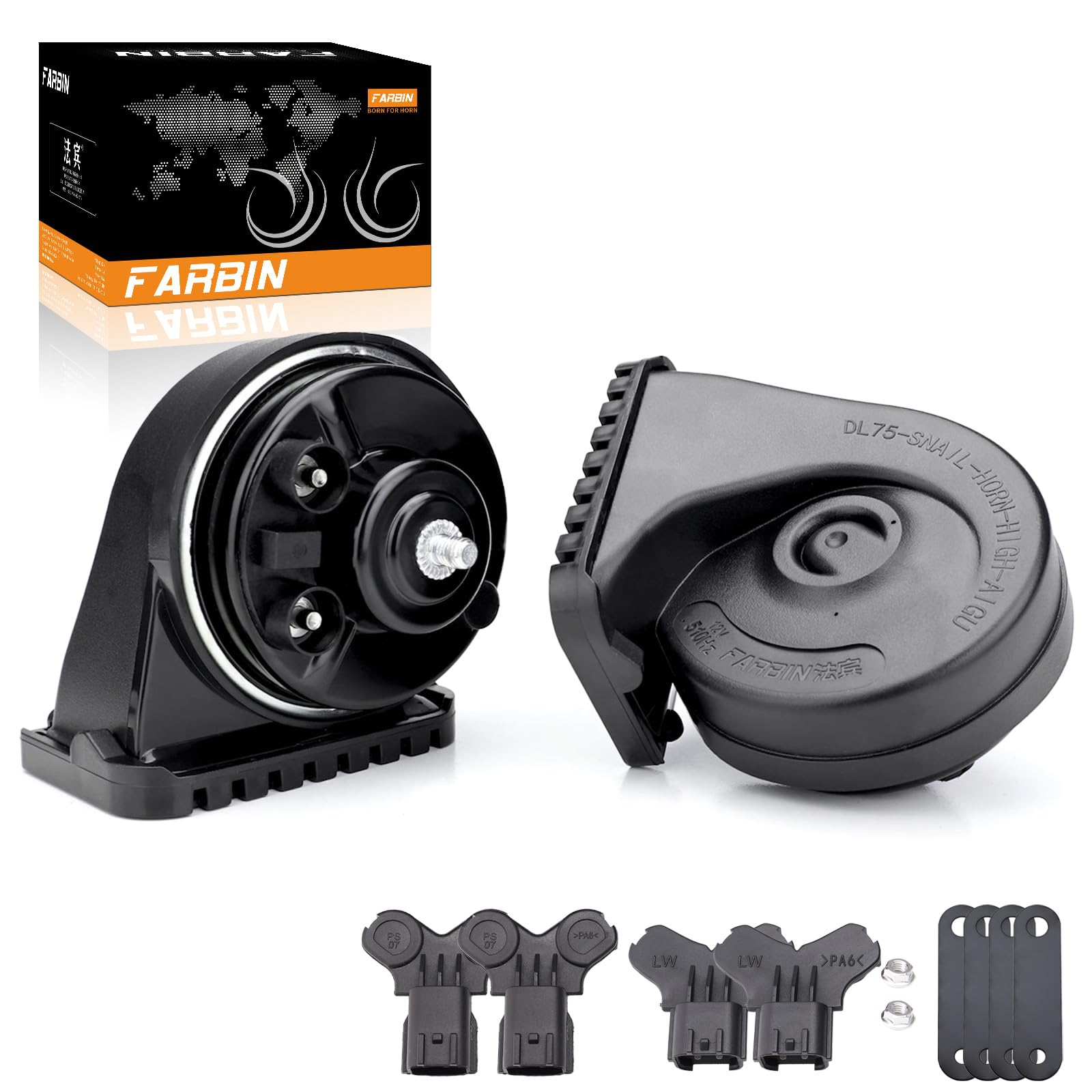 Farbin Car Horn Compatible With Hyundai/Kia. 12V Waterproof Auto Horn Loud High/Low Tone Electric Snail Horns With Protective Gr