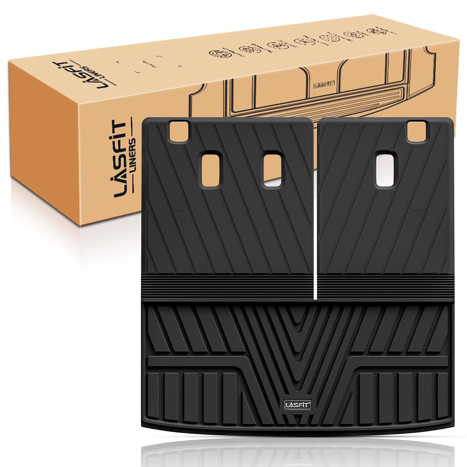 Lasfit Trunk Mat With Backrest Mat For Honda Pilot 2016-2023 2024 2025, All Weather Tpe Custom Fit Pilot Cargo Mat Cargo Liner C