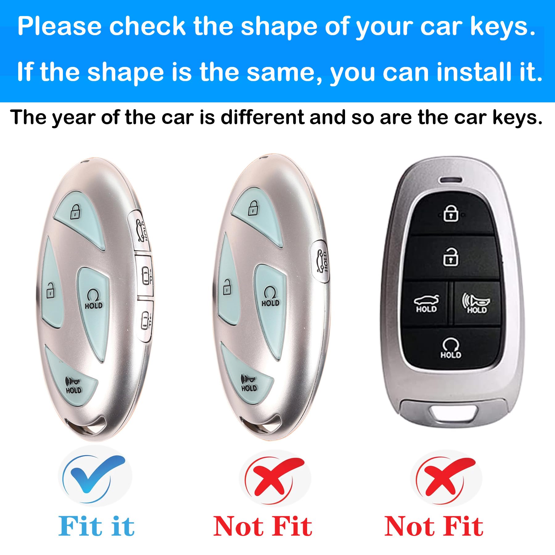 Kirsnda For Hyundai Key Fob Cover With Keychian,Tpu Protection Key Case Compatible With Ioniq 6 Grandeur Gn7 Kona 2023 2024 Smar