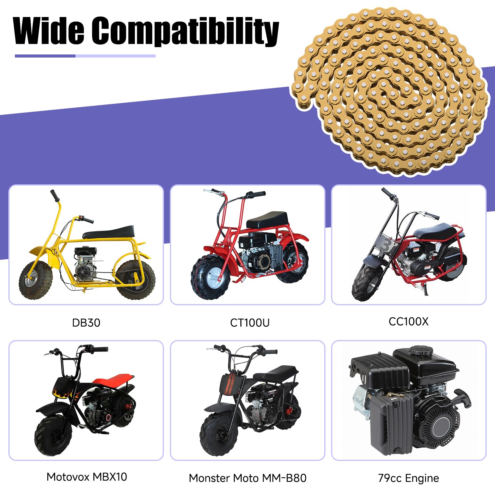 CILOYU 35 Chain Mini Bike Chain Breaker Compatible with Coleman CT100U CC100X Baja DB30 Motovox MBX10 MBX11 Predator 97cc 100cc