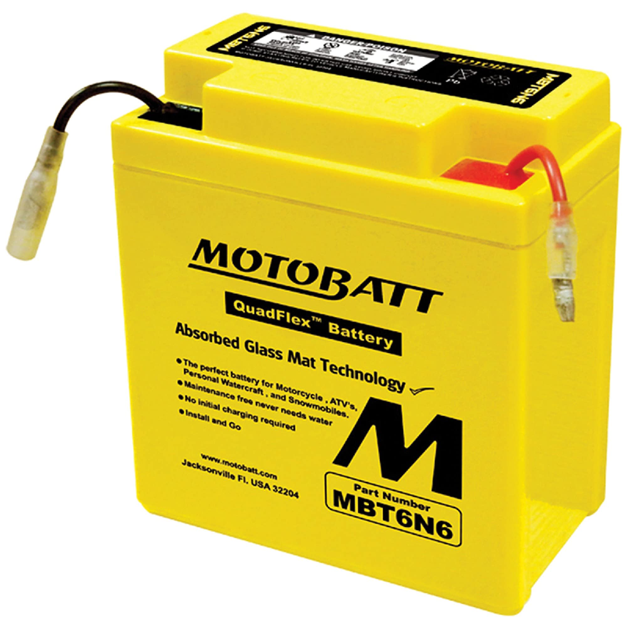 Motobatt Mbt6N6 6V 6Ah Motorcycle Battery Replaces 6N6-3B