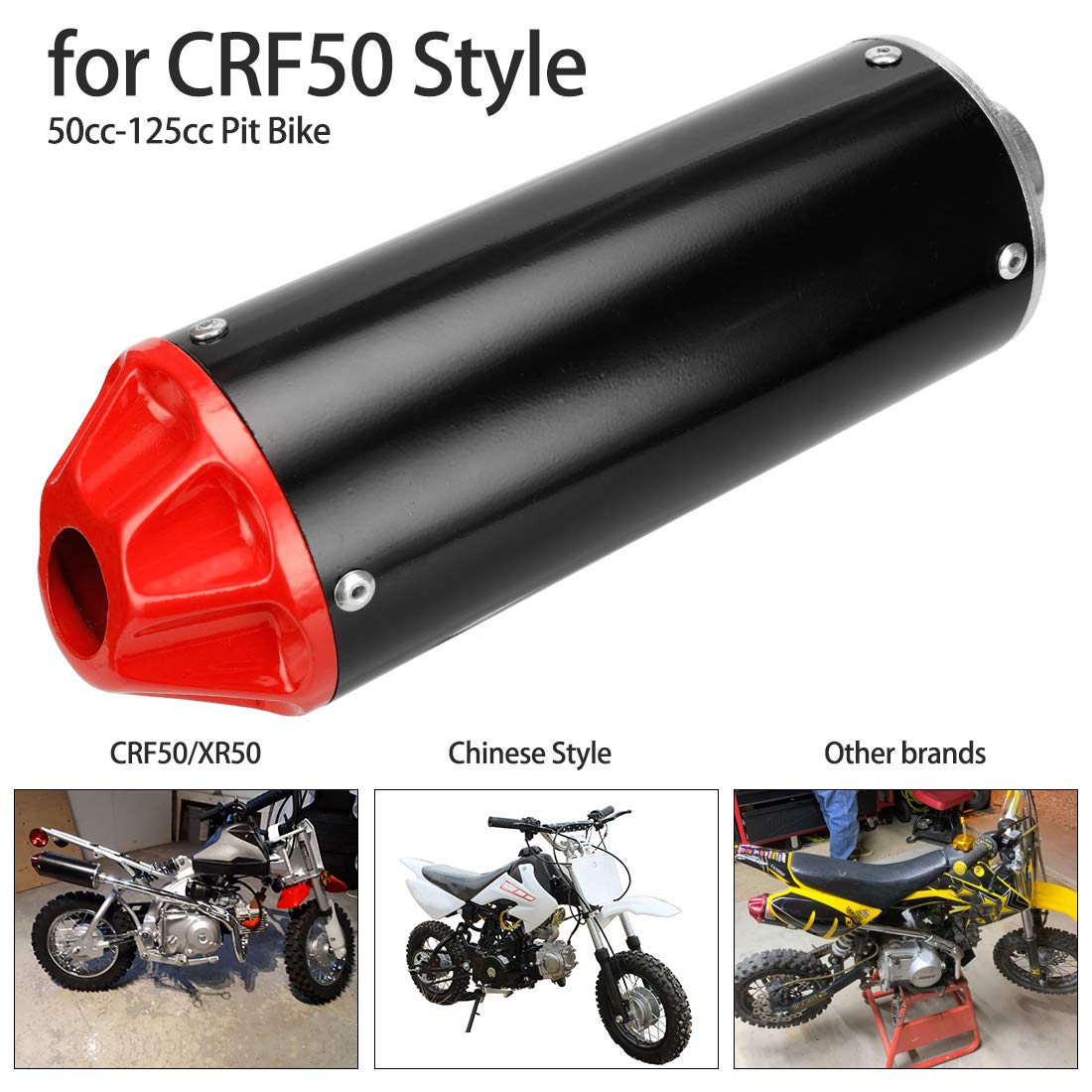 Fvrito High Performance Exhaust Muffler Silencer Pipe Assembly Kit For Honda Crf50 Xr50 70Cc 110Cc 125Cc Ssr Sr110 Rocketa Taotao Db14 Db10 Xpro Db-X20 Sdg Coolster Chinese Pit Dirt Bike Motocross Red