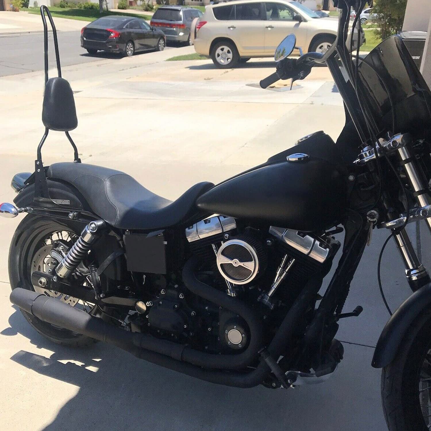 Ecotric Detachable Black Backrest Sissy Bar Compatible With 2006-Up Harley Davidson Dyna Street Bob Fxdb Efi Fxdbi Super Glide Fxd Custom Fxdc