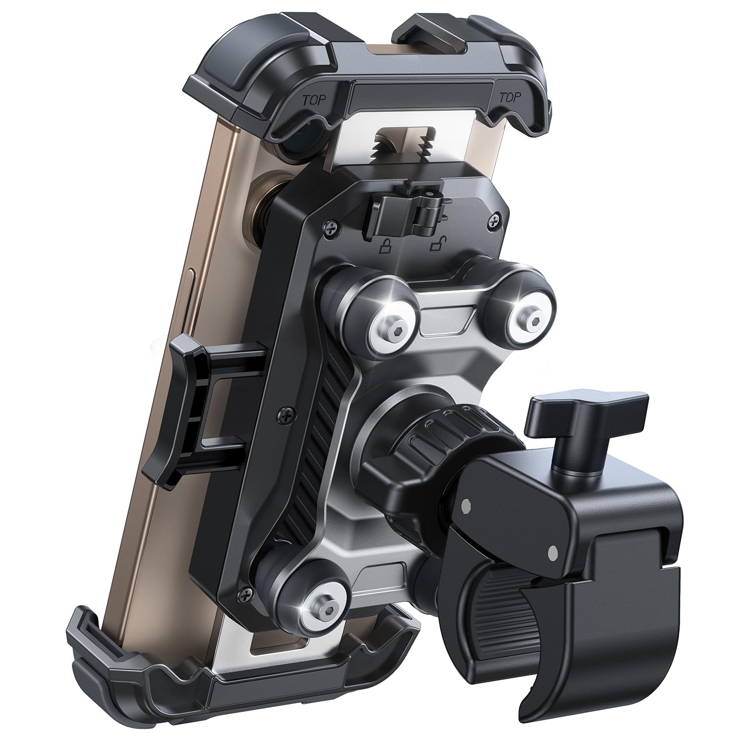 JOYROOM Motorcycle Phone Mount Holder  [Dual Vibration Dampener] 150mph AntiShock Phone Holder for Motorcycle [Upgrade Metal H